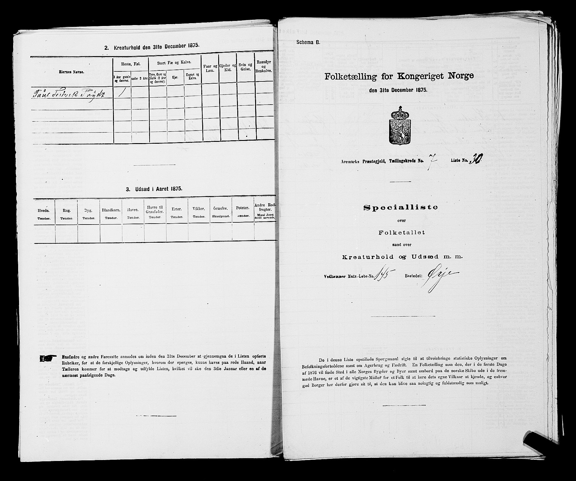 RA, Folketelling 1875 for 0118P Aremark prestegjeld, 1875, s. 1042