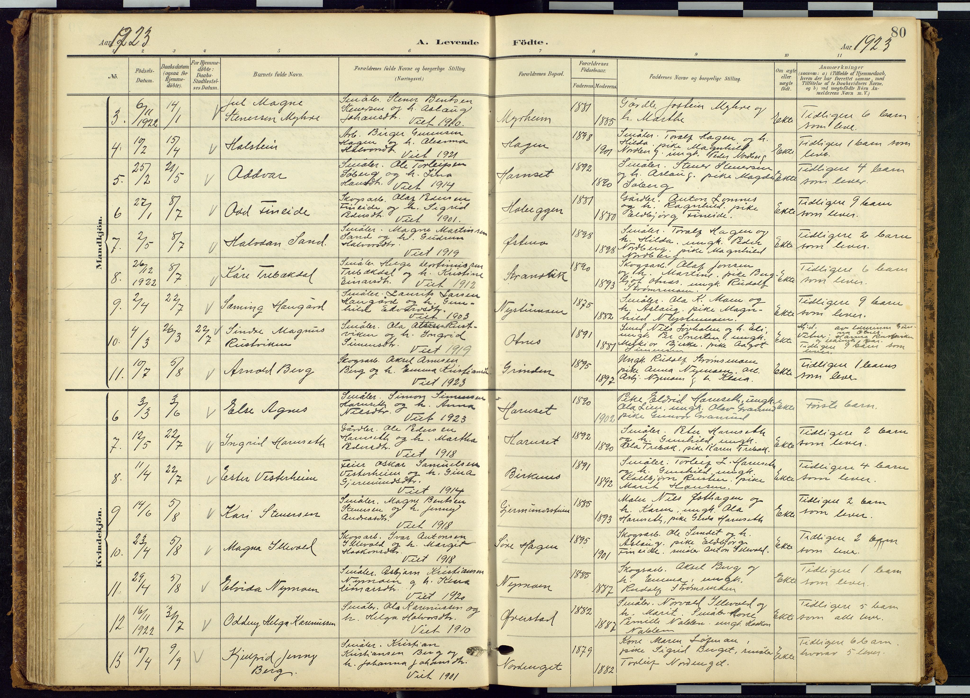 Rendalen prestekontor, AV/SAH-PREST-054/H/Ha/Hab/L0010: Klokkerbok nr. 10, 1903-1940, s. 80