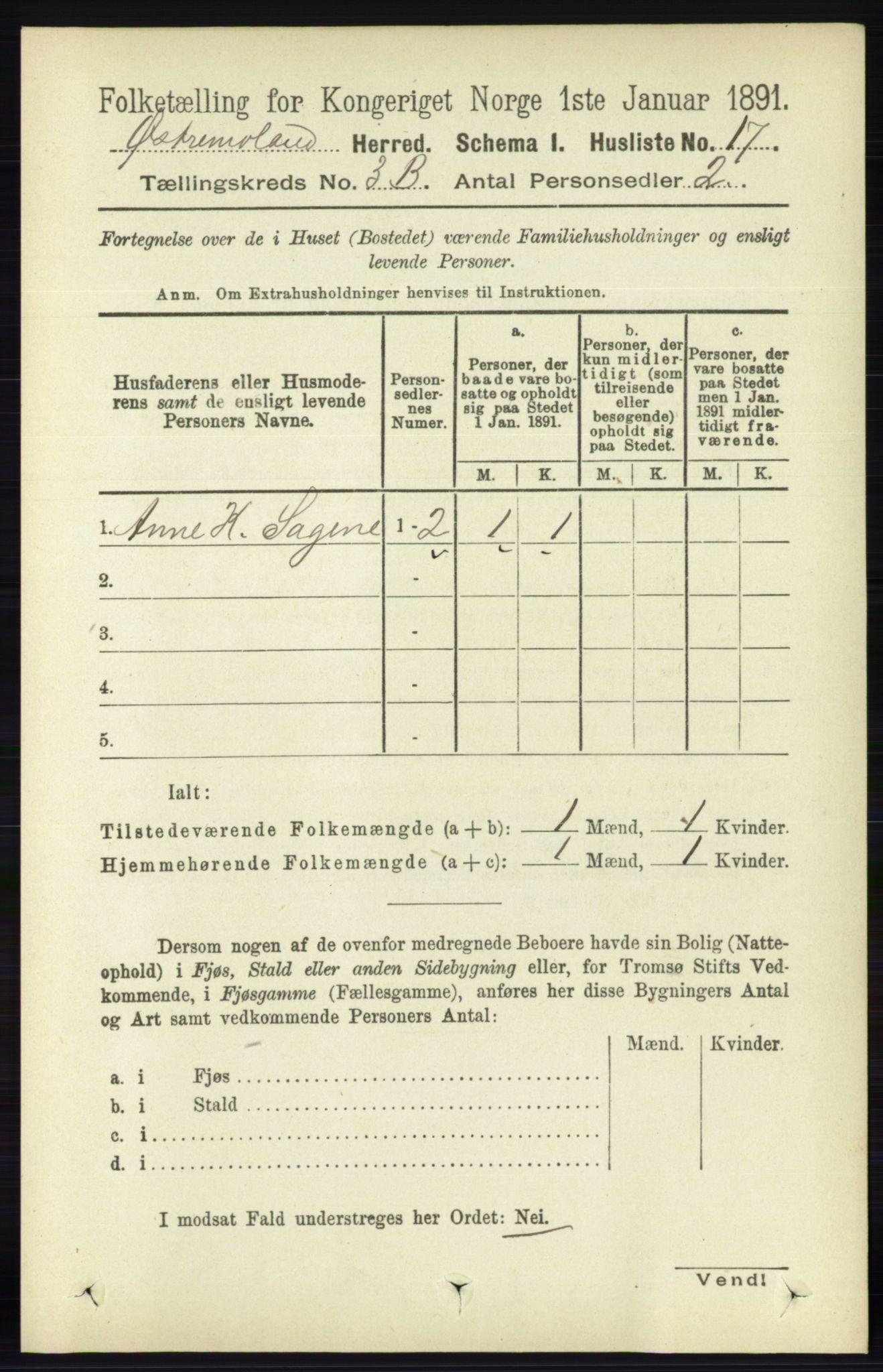 RA, Folketelling 1891 for 0918 Austre Moland herred, 1891, s. 1728