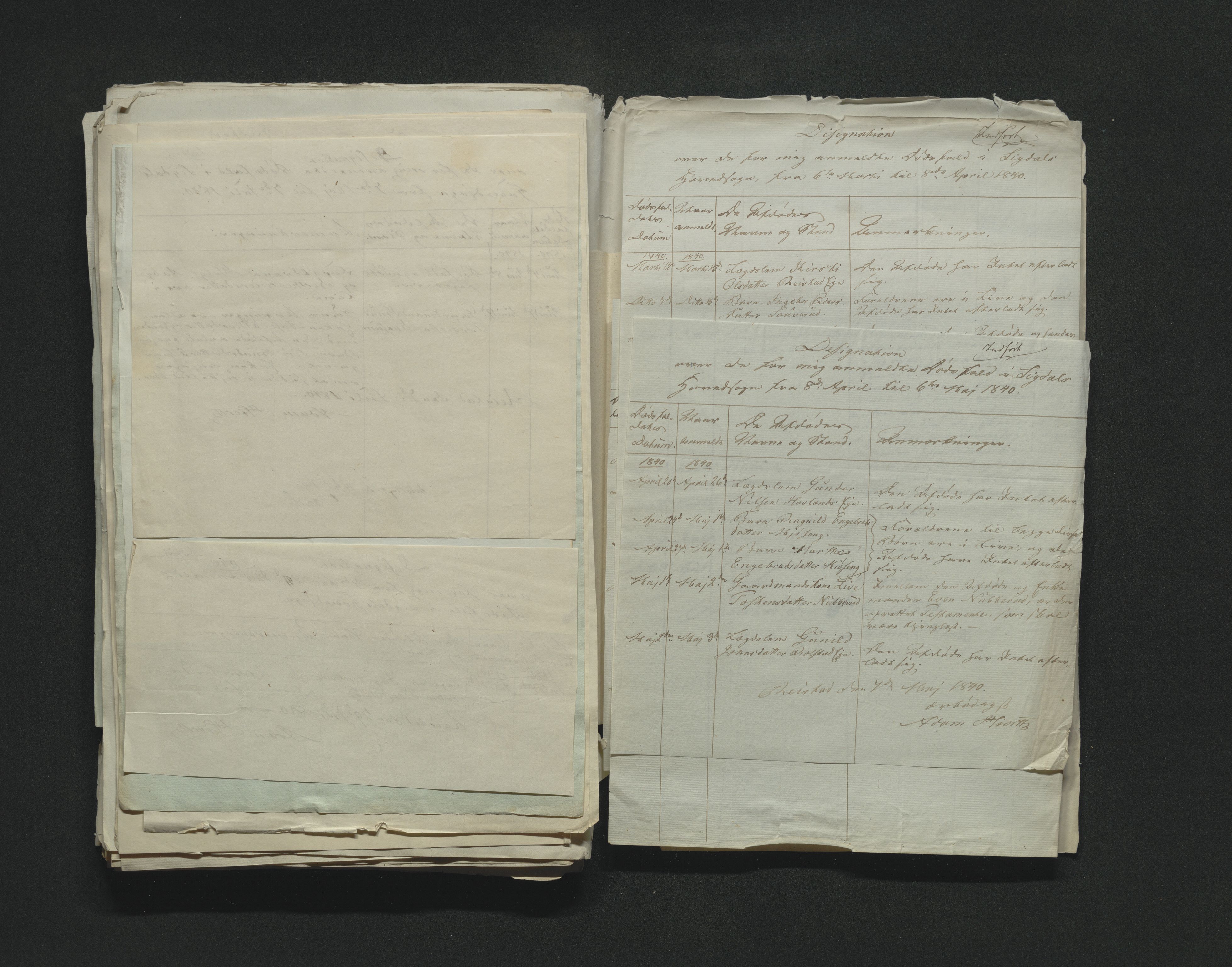 Eiker, Modum og Sigdal sorenskriveri, AV/SAKO-A-123/H/Ha/Hab/L0005: Dødsfallsmeldinger, 1837-1840