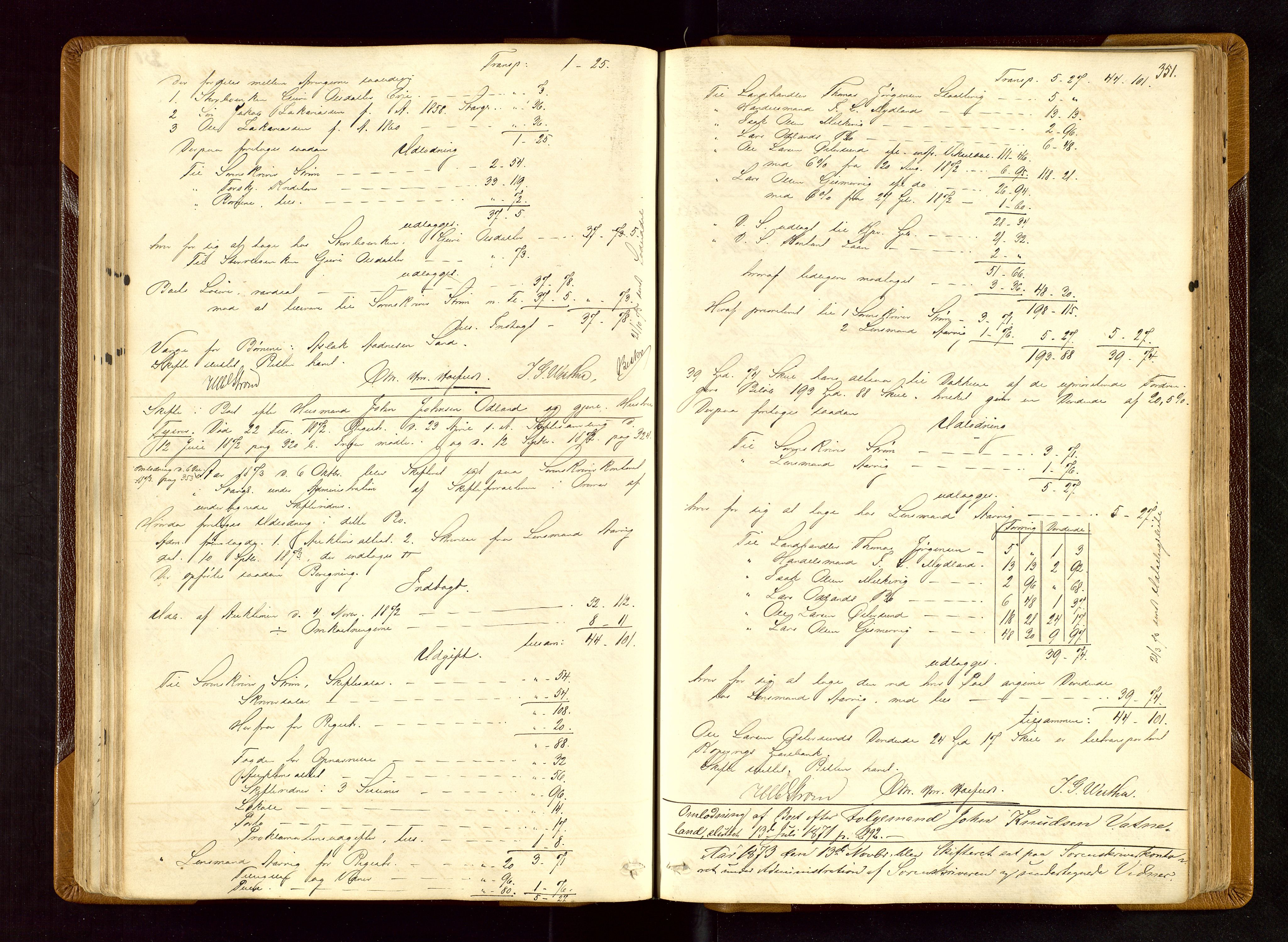 Karmsund sorenskriveri, AV/SAST-A-100311/01/IV/IVDBA/L0004: SKIFTEPROTOKOLL TORVESTAD, TYSVÆR, 1868-1877, s. 350b-351a