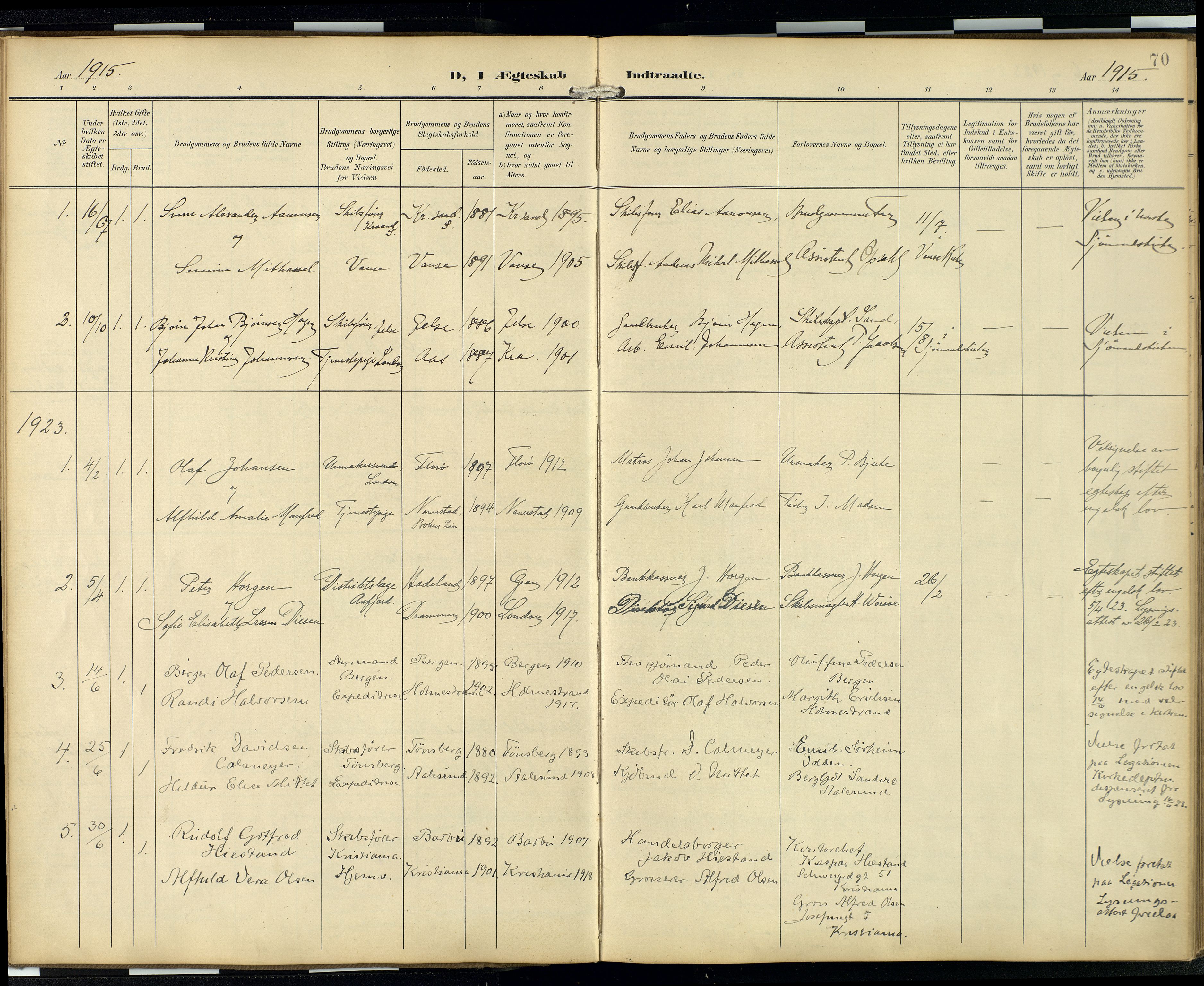 Den norske sjømannsmisjon i utlandet/London m/bistasjoner, AV/SAB-SAB/PA-0103/H/Ha/L0003: Ministerialbok nr. A 3, 1903-1934, s. 69b-70a
