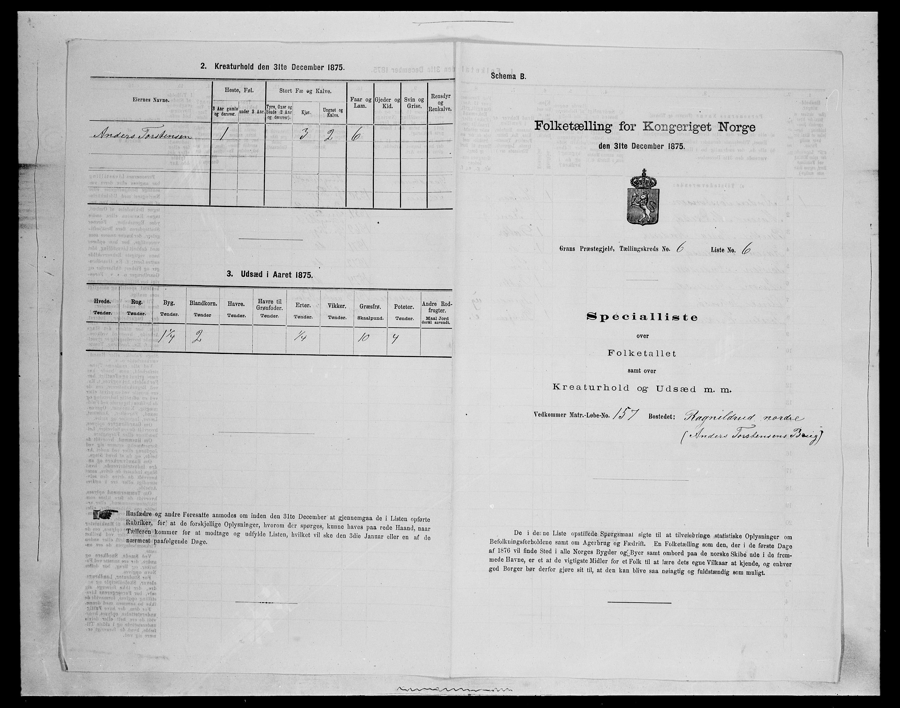 SAH, Folketelling 1875 for 0534P Gran prestegjeld, 1875, s. 1031