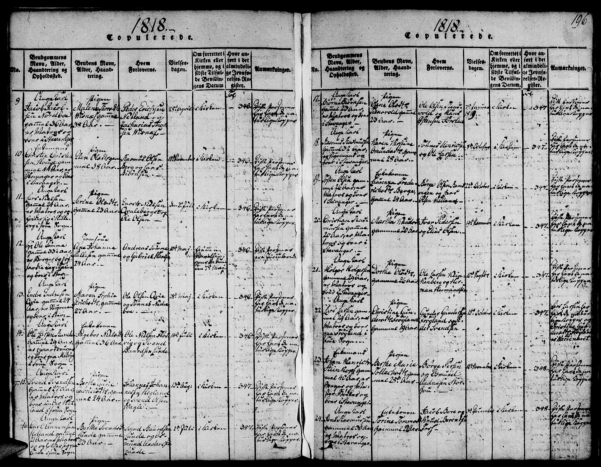 Domkirken sokneprestkontor, SAST/A-101812/001/30/30BA/L0008: Ministerialbok nr. A 8, 1816-1821, s. 196