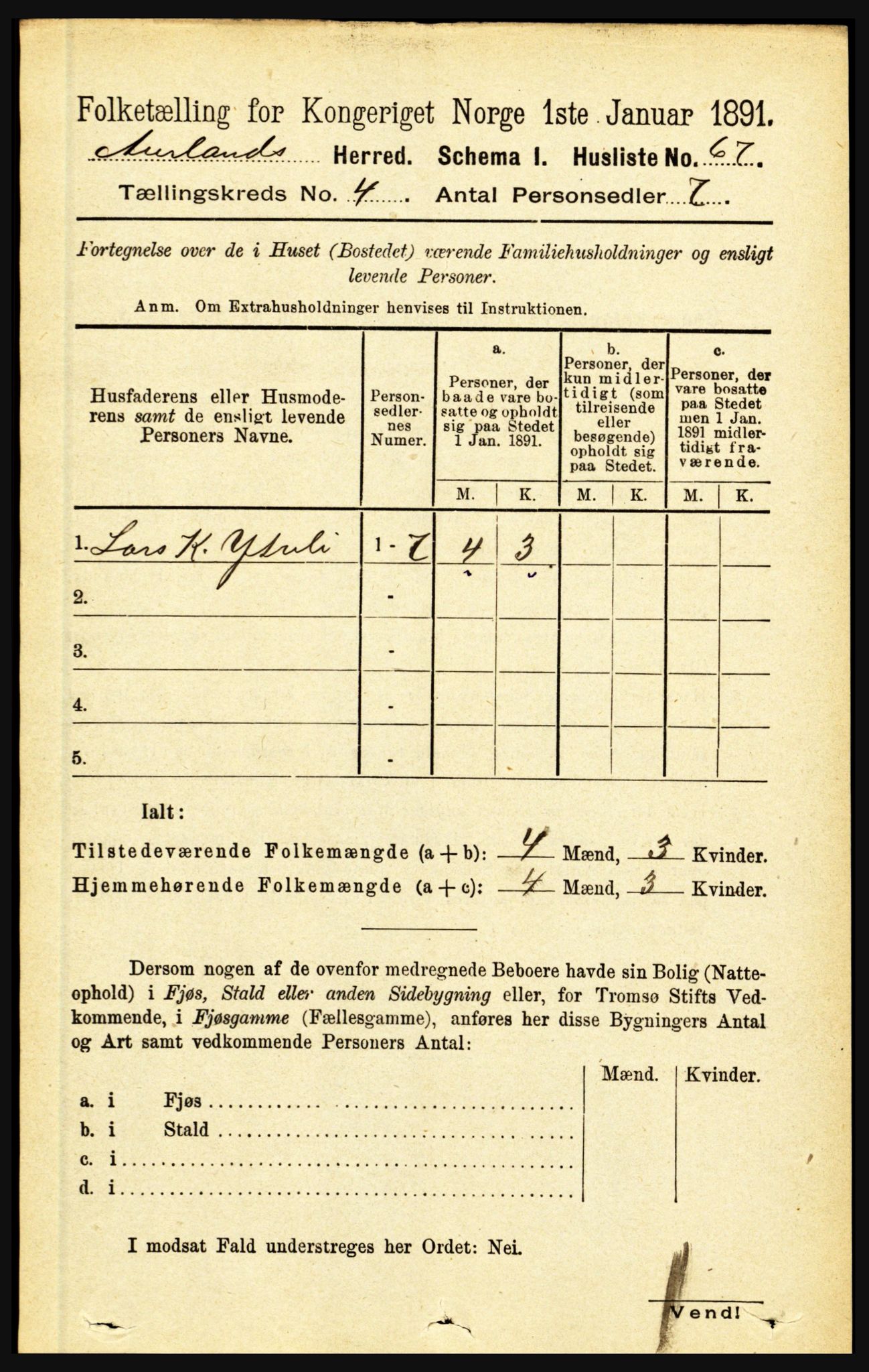 RA, Folketelling 1891 for 1421 Aurland herred, 1891, s. 1351