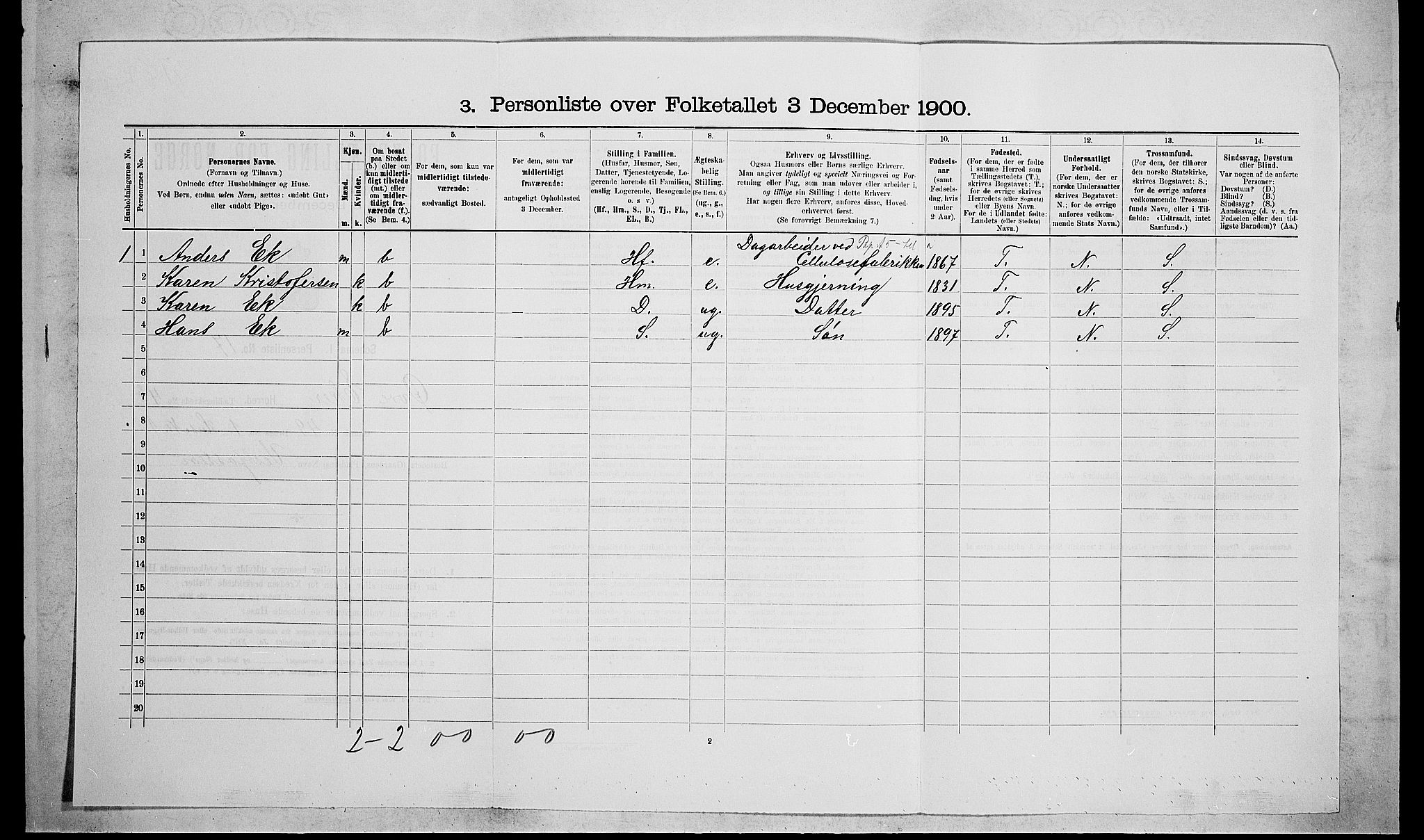 RA, Folketelling 1900 for 0624 Øvre Eiker herred, 1900, s. 728