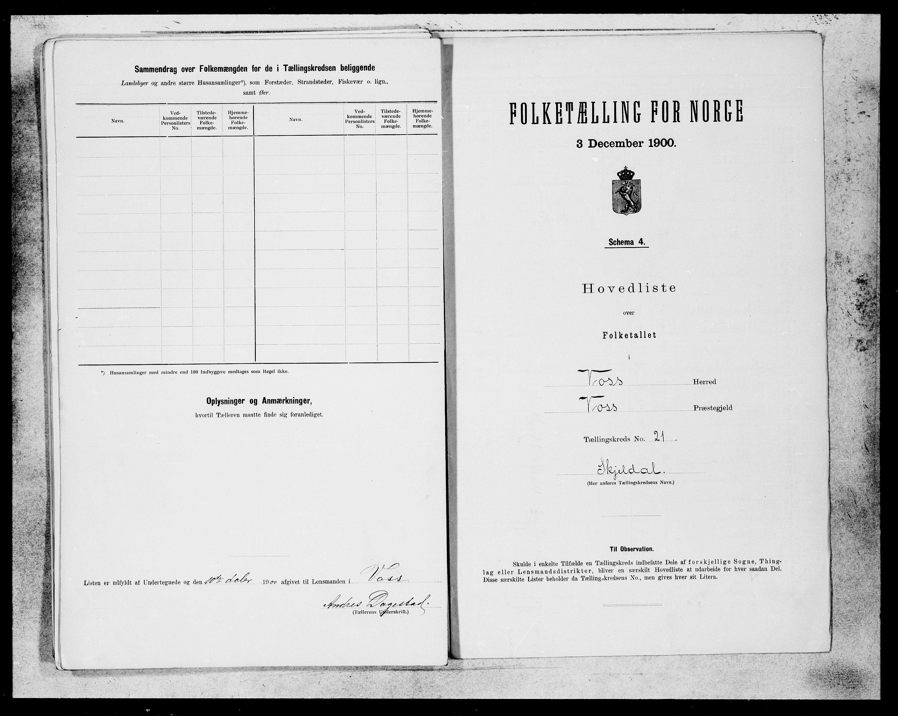 SAB, Folketelling 1900 for 1235 Voss herred, 1900, s. 43