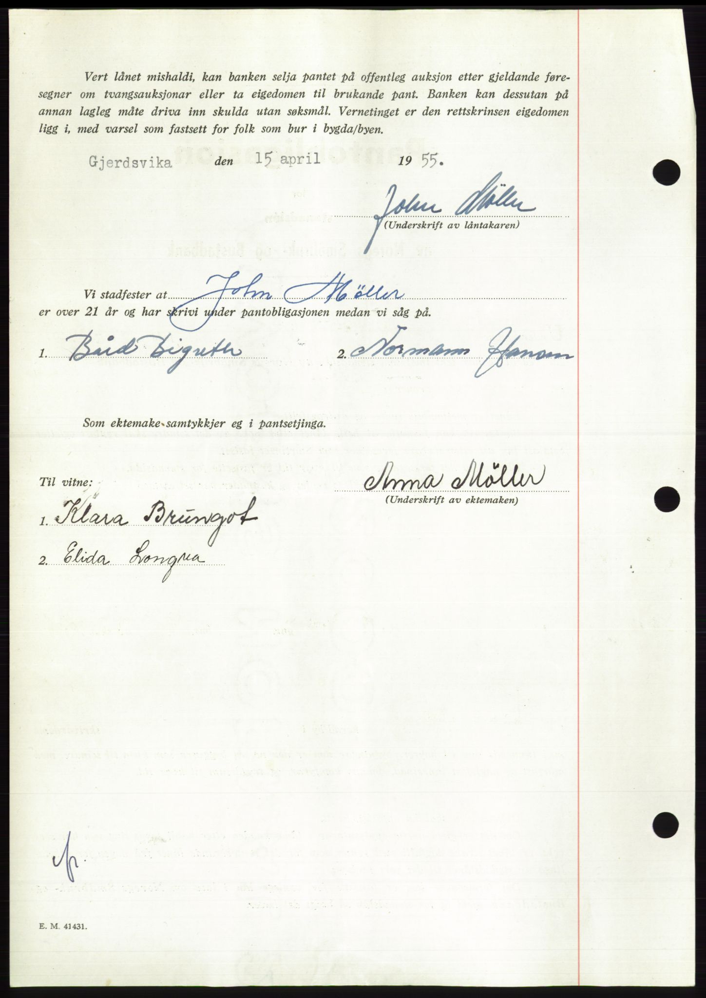 Søre Sunnmøre sorenskriveri, AV/SAT-A-4122/1/2/2C/L0126: Pantebok nr. 14B, 1954-1955, Dagboknr: 1079/1955