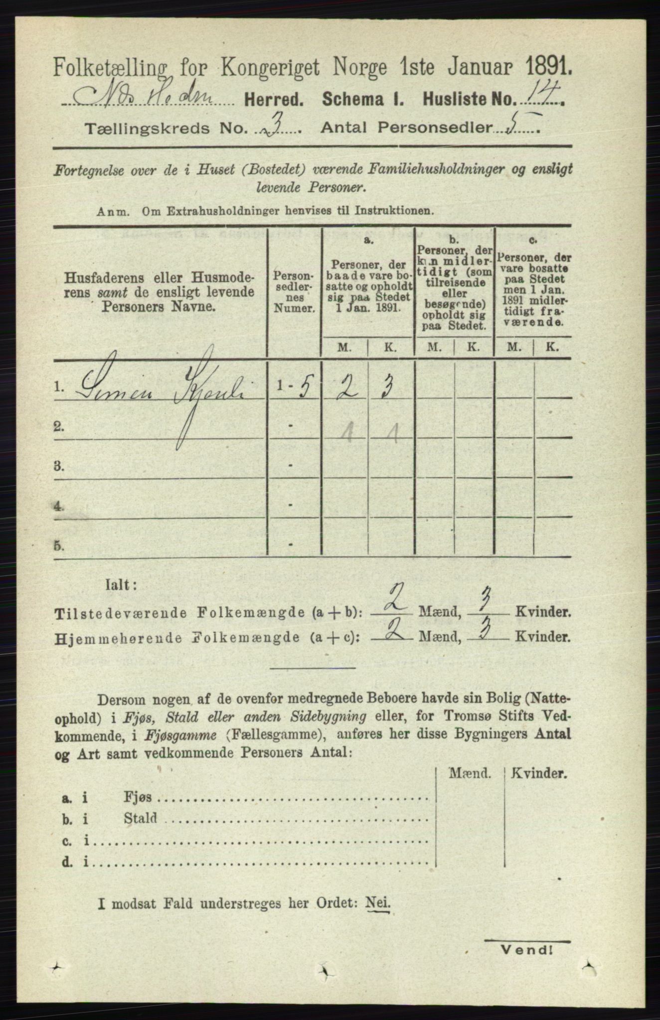 RA, Folketelling 1891 for 0411 Nes herred, 1891, s. 1534
