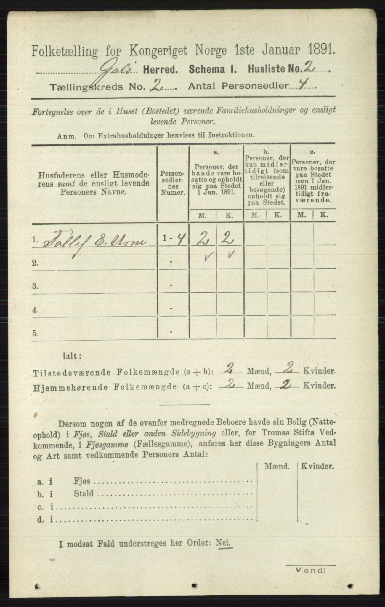 RA, Folketelling 1891 for 0617 Gol og Hemsedal herred, 1891, s. 626