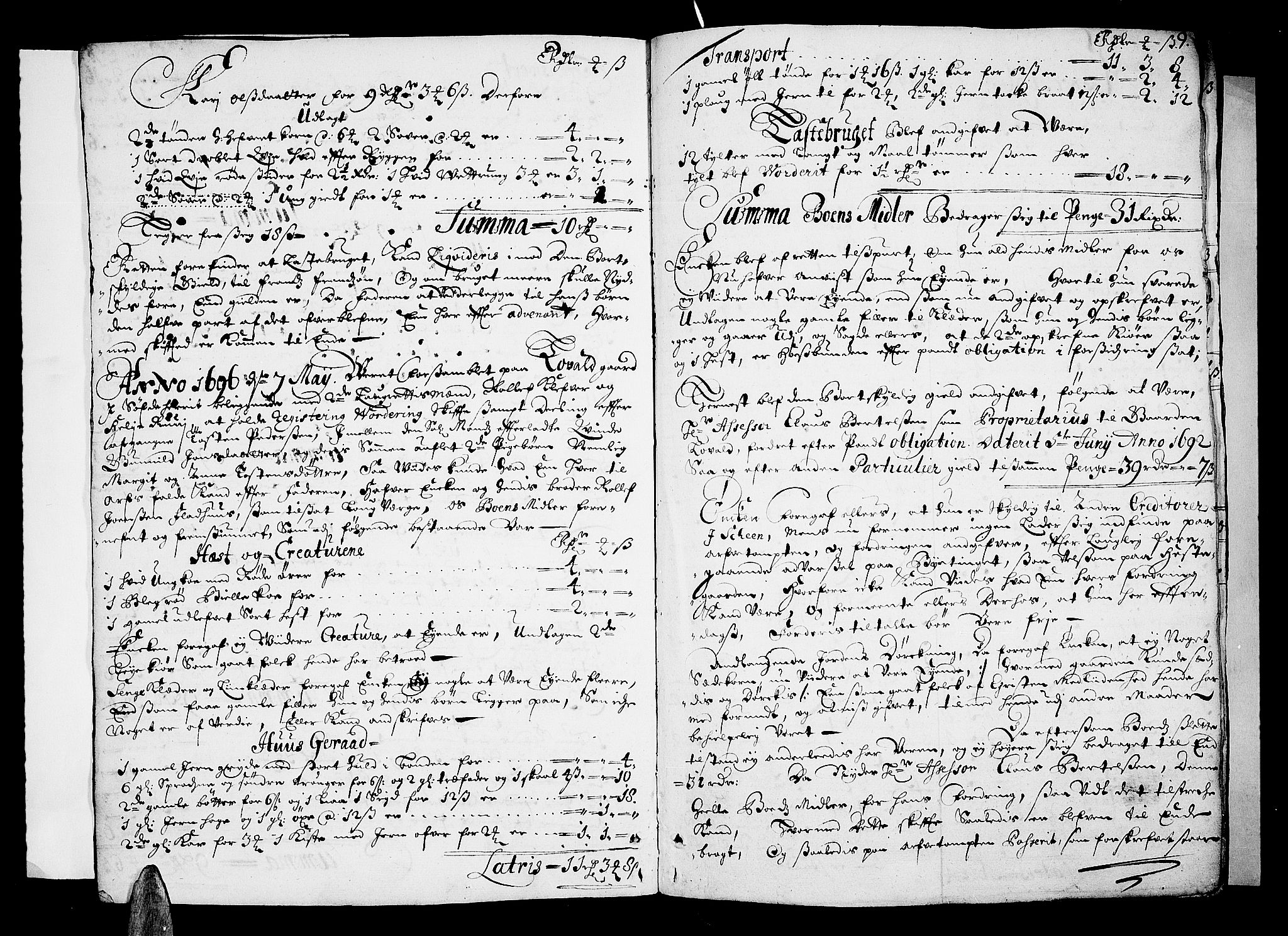 Nedre Telemark sorenskriveri, AV/SAKO-A-135/H/Hb/Hba/L0004: Skifteprotokoll
, 1696-1701, s. 8b-9a