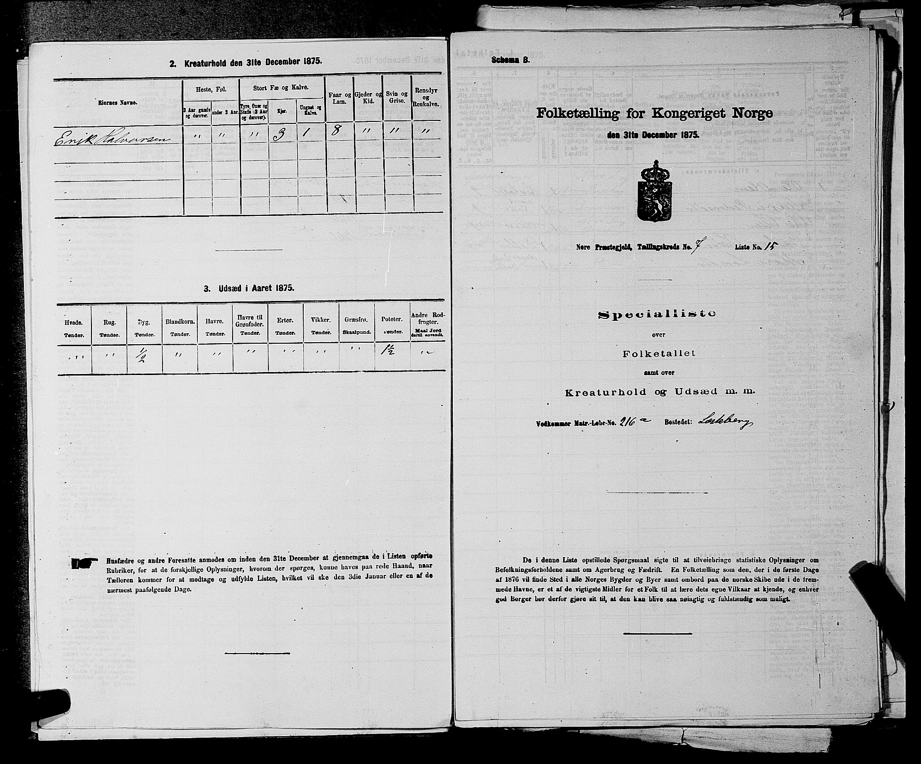 SAKO, Folketelling 1875 for 0633P Nore prestegjeld, 1875, s. 957
