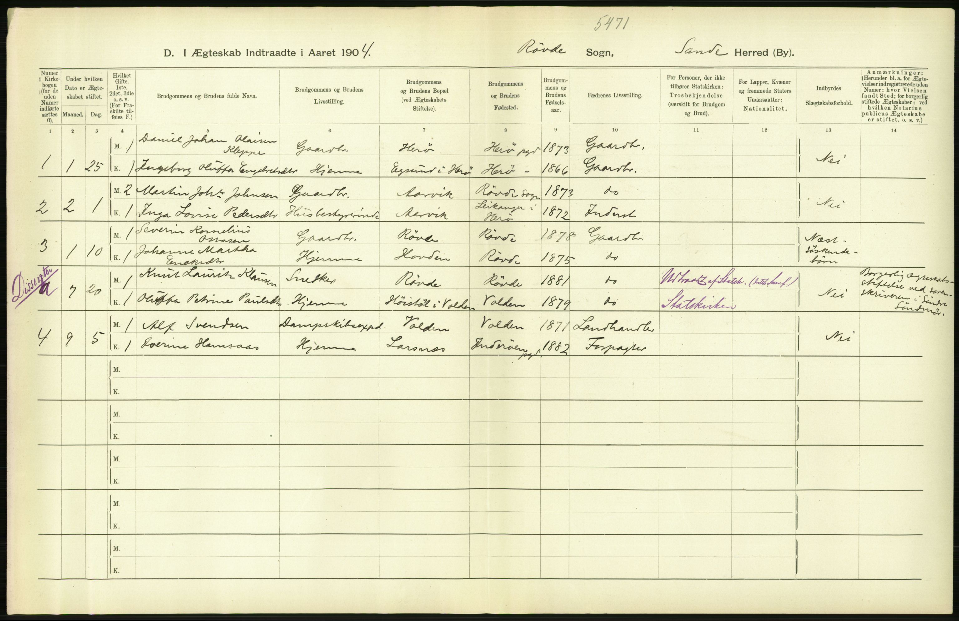 Statistisk sentralbyrå, Sosiodemografiske emner, Befolkning, AV/RA-S-2228/D/Df/Dfa/Dfab/L0016: Romsdals amt: Fødte, gifte, døde., 1904, s. 746