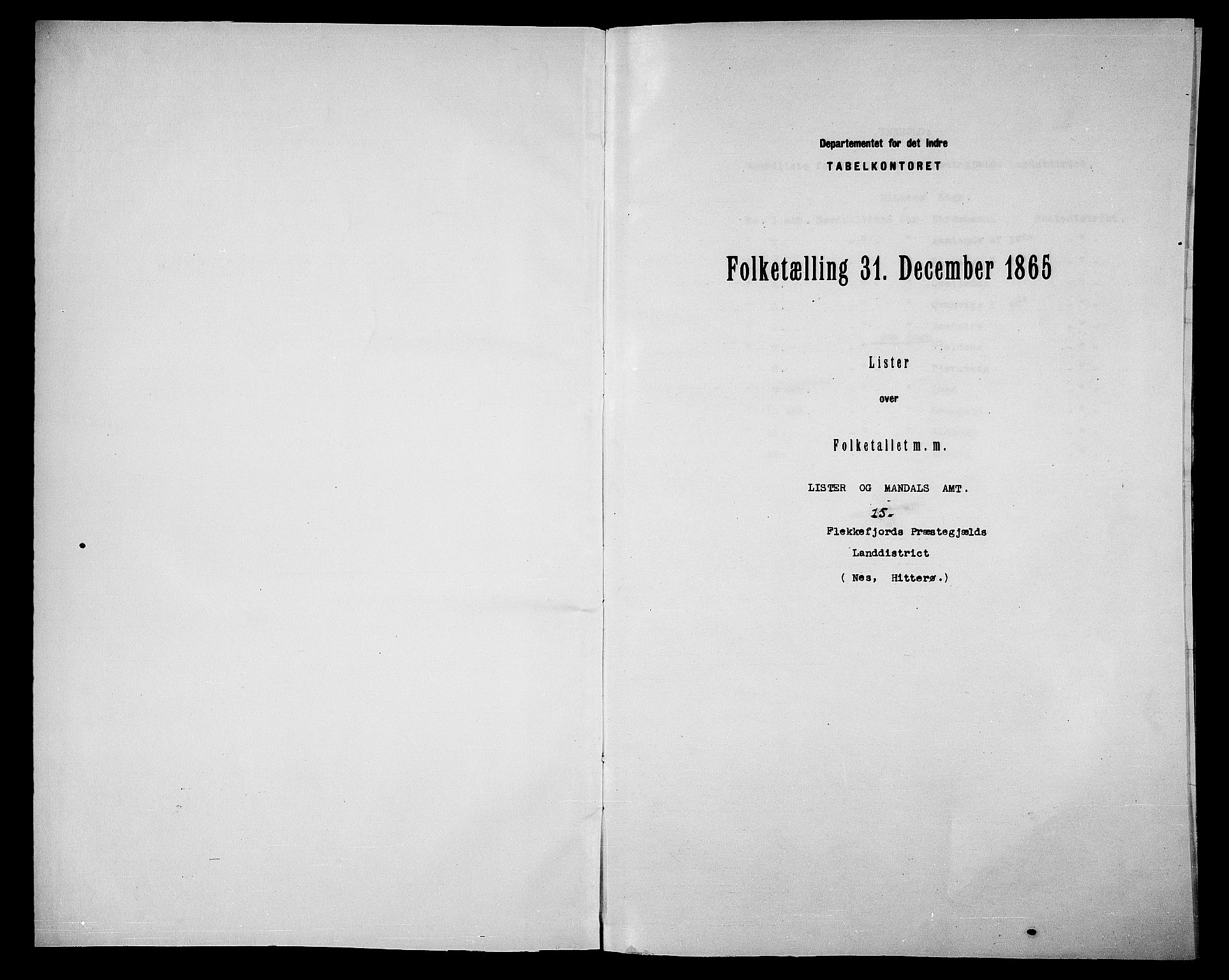 RA, Folketelling 1865 for 1042L Flekkefjord prestegjeld, Nes sokn og Hidra sokn, 1865, s. 3