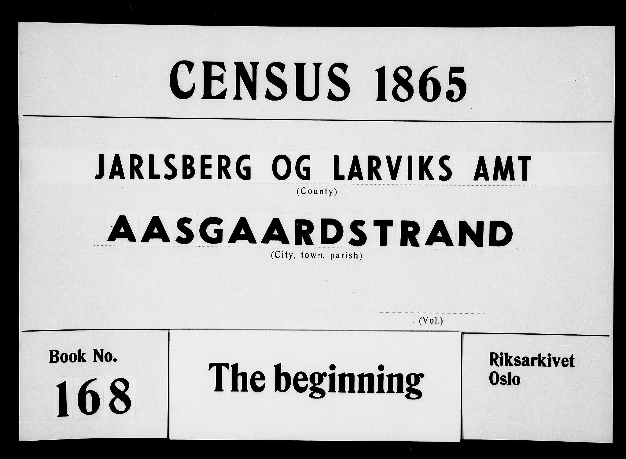 RA, Folketelling 1865 for 0717P Borre prestegjeld, Borre sokn og Nykirke sokn, 1865, s. 1