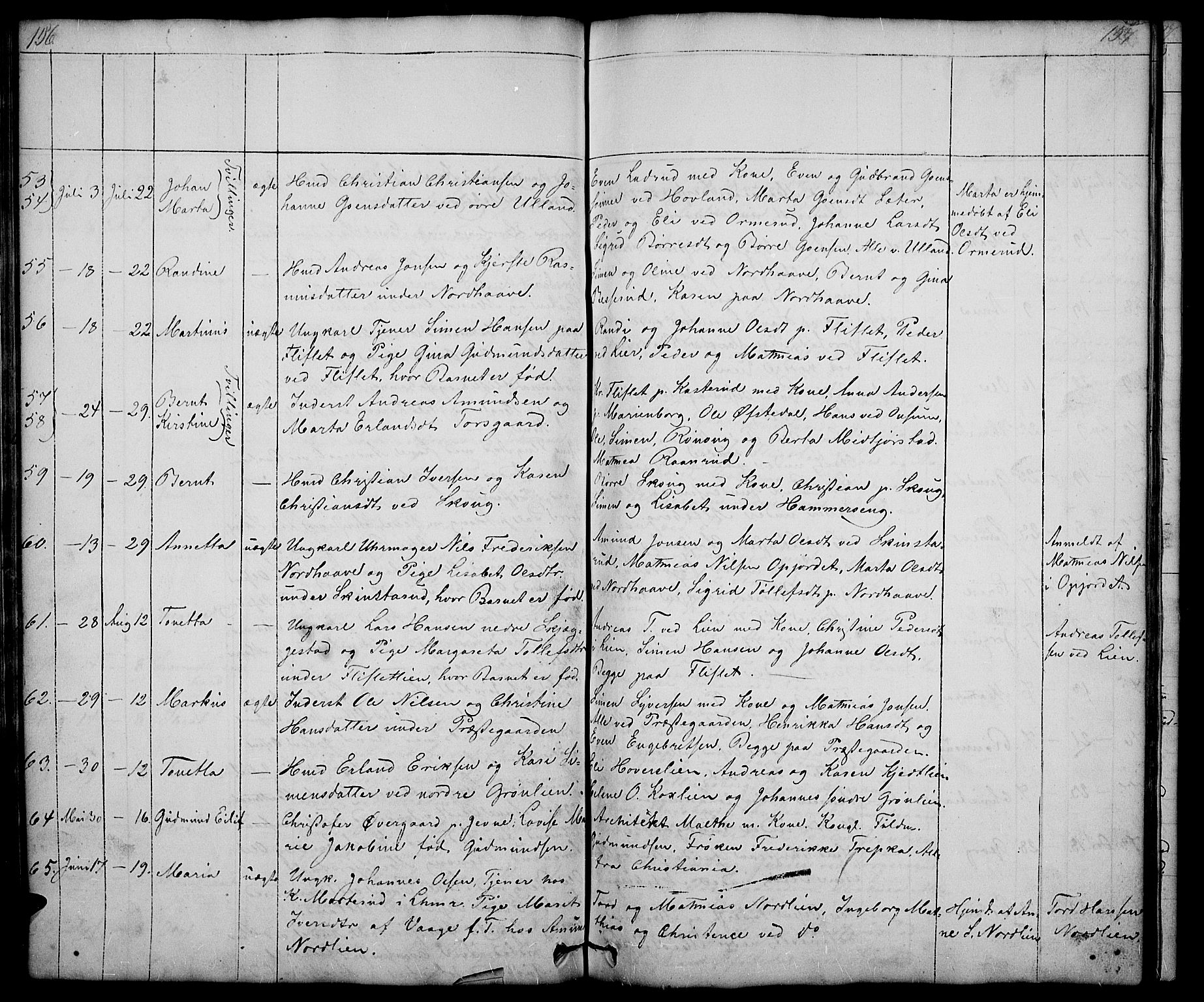 Fåberg prestekontor, AV/SAH-PREST-086/H/Ha/Hab/L0005: Klokkerbok nr. 5, 1837-1864, s. 156-157
