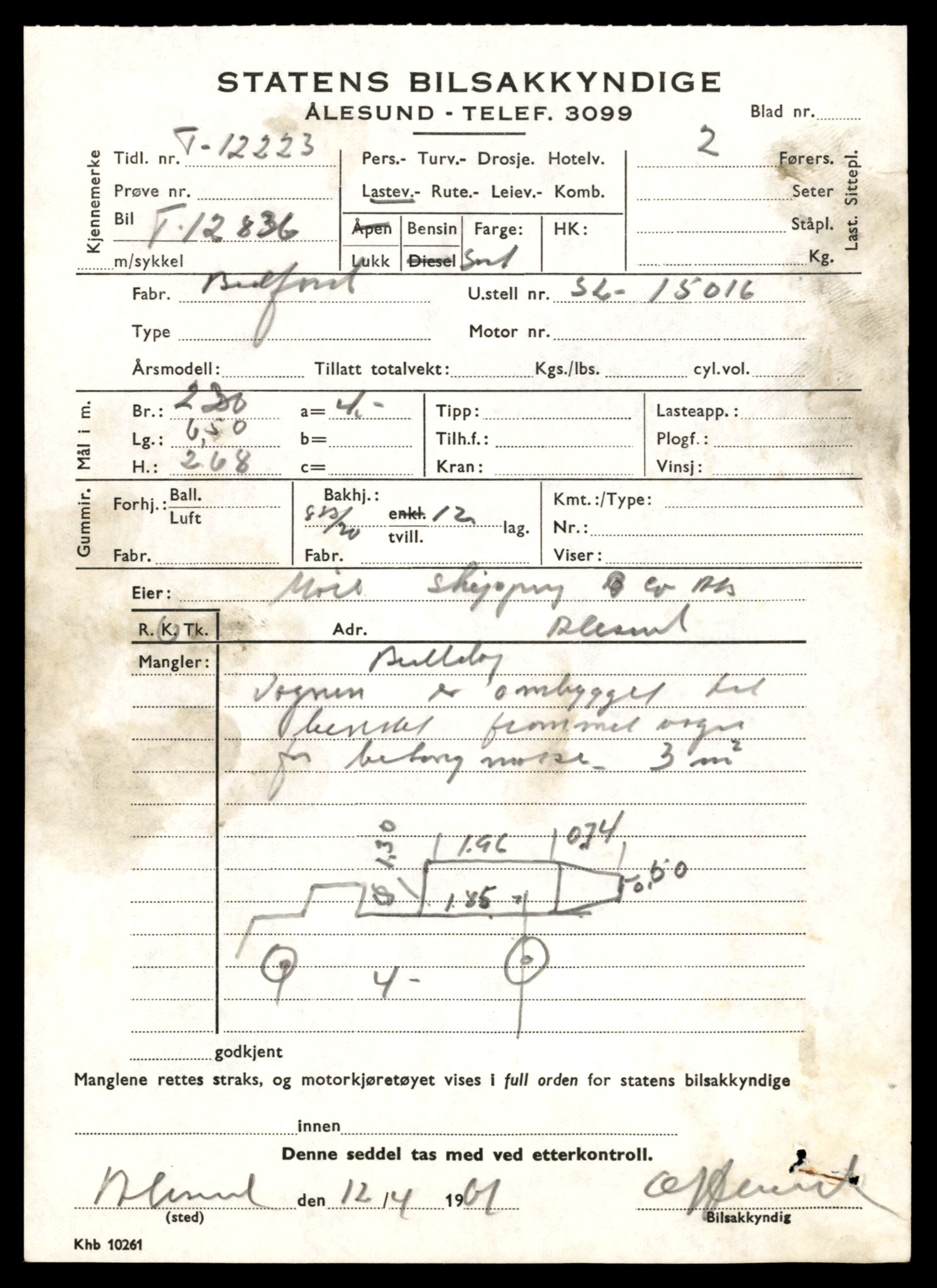 Møre og Romsdal vegkontor - Ålesund trafikkstasjon, AV/SAT-A-4099/F/Fe/L0036: Registreringskort for kjøretøy T 12831 - T 13030, 1927-1998, s. 135