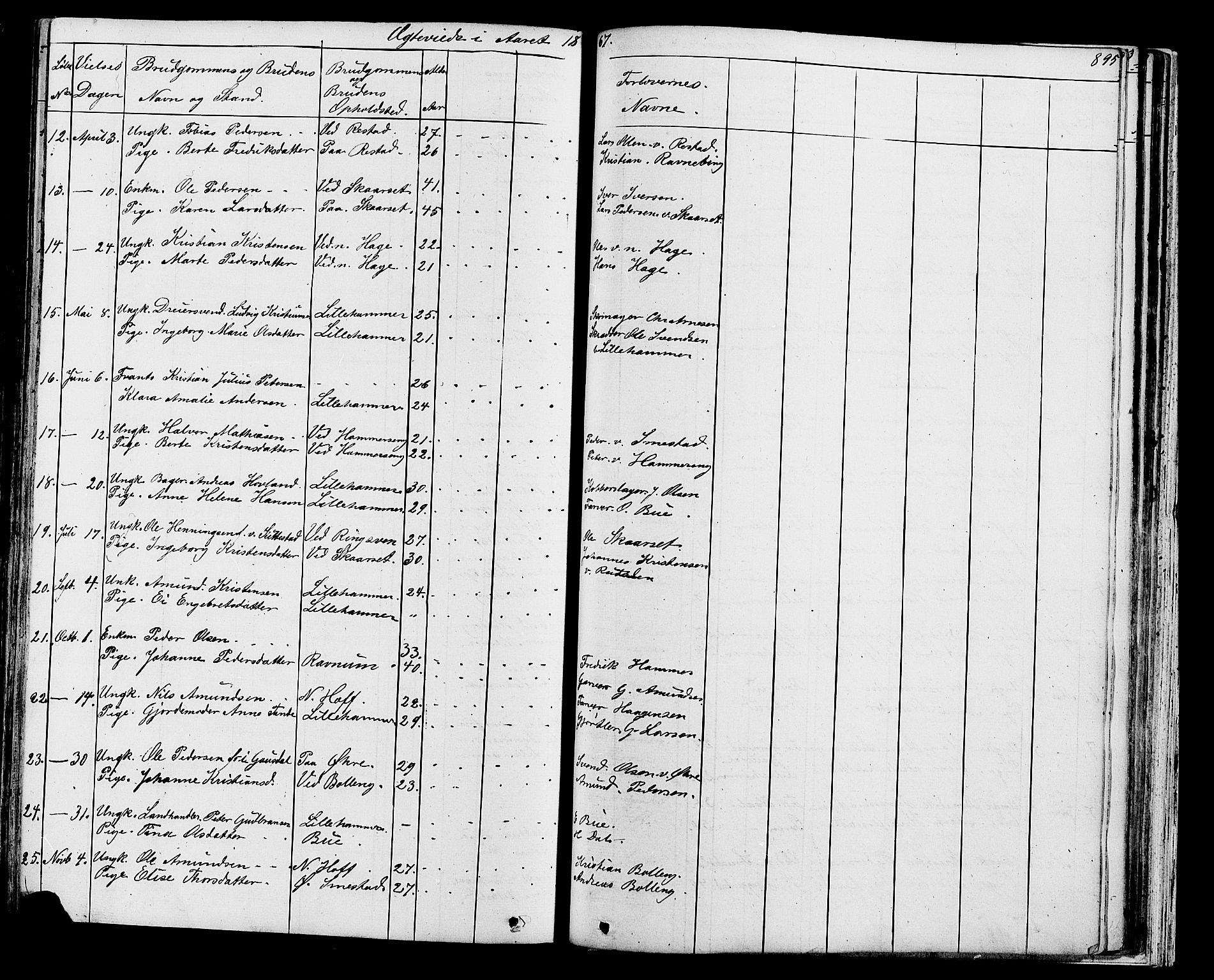 Fåberg prestekontor, AV/SAH-PREST-086/H/Ha/Hab/L0007: Klokkerbok nr. 7, 1856-1891, s. 894-895