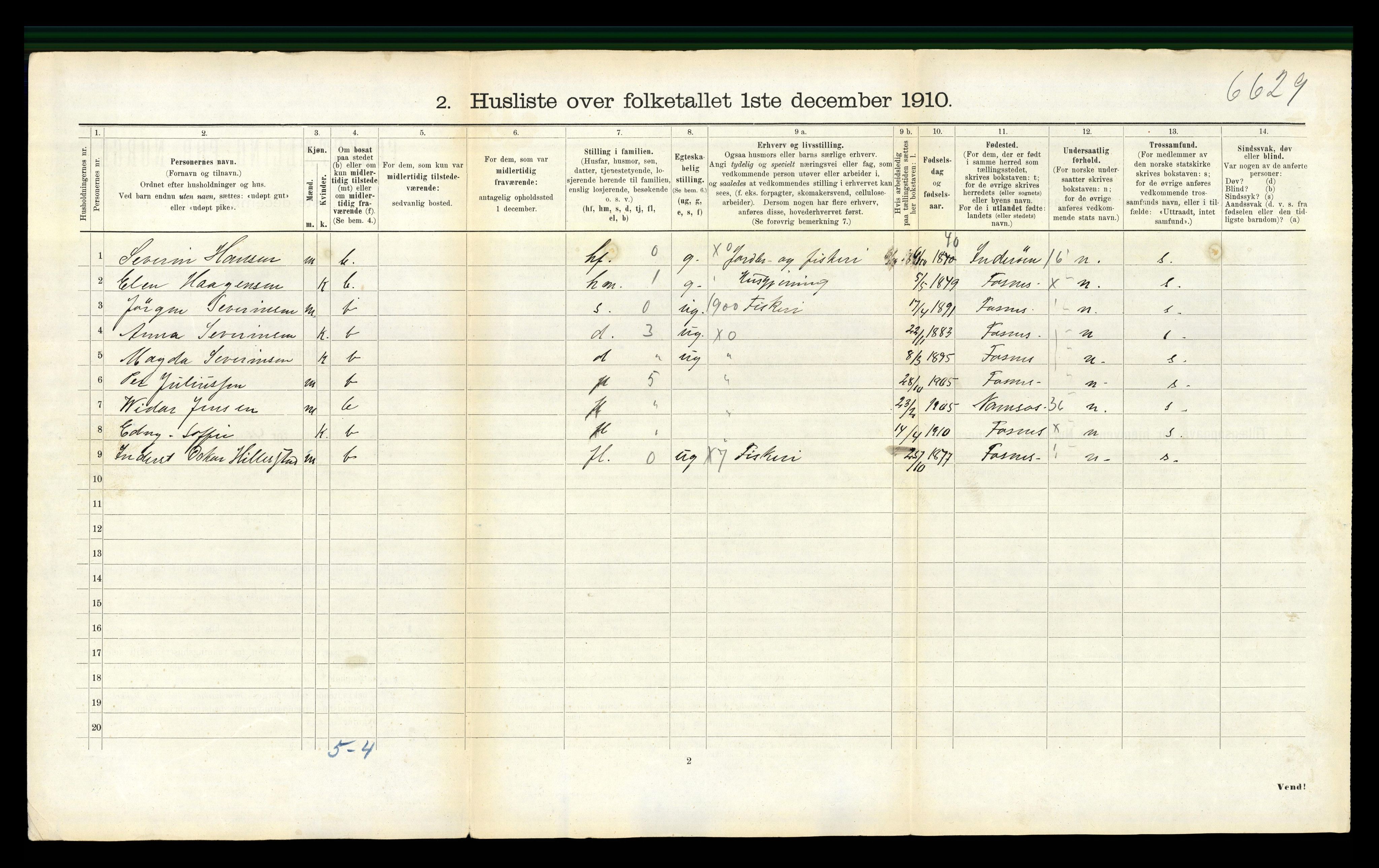 RA, Folketelling 1910 for 1748 Fosnes herred, 1910, s. 164