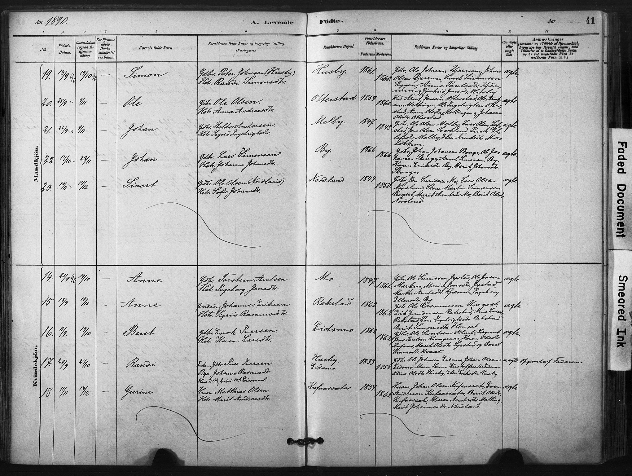 Ministerialprotokoller, klokkerbøker og fødselsregistre - Sør-Trøndelag, SAT/A-1456/667/L0795: Ministerialbok nr. 667A03, 1879-1907, s. 41