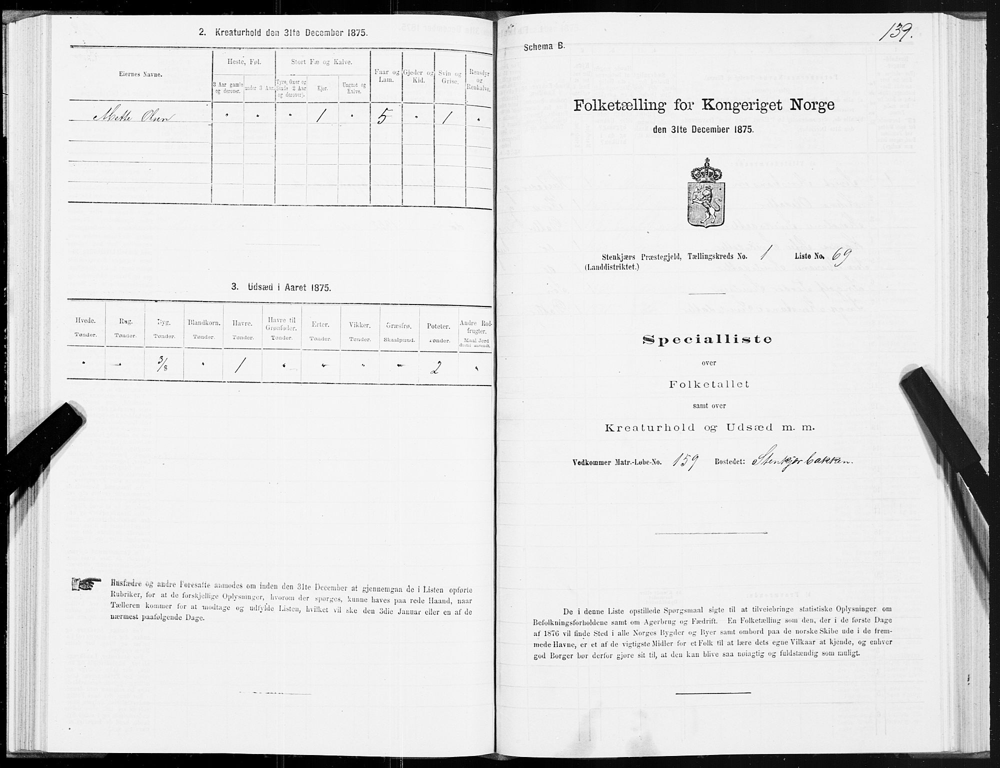 SAT, Folketelling 1875 for 1733L Steinkjer prestegjeld, Egge sokn, 1875, s. 1139