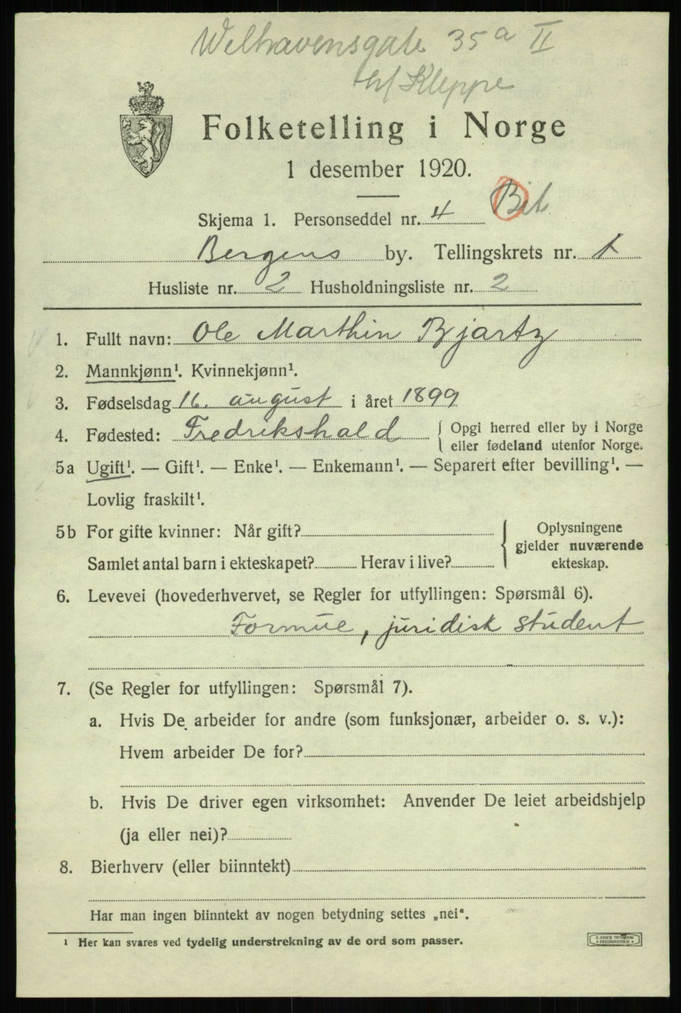 SAB, Folketelling 1920 for 1301 Bergen kjøpstad, 1920, s. 58229