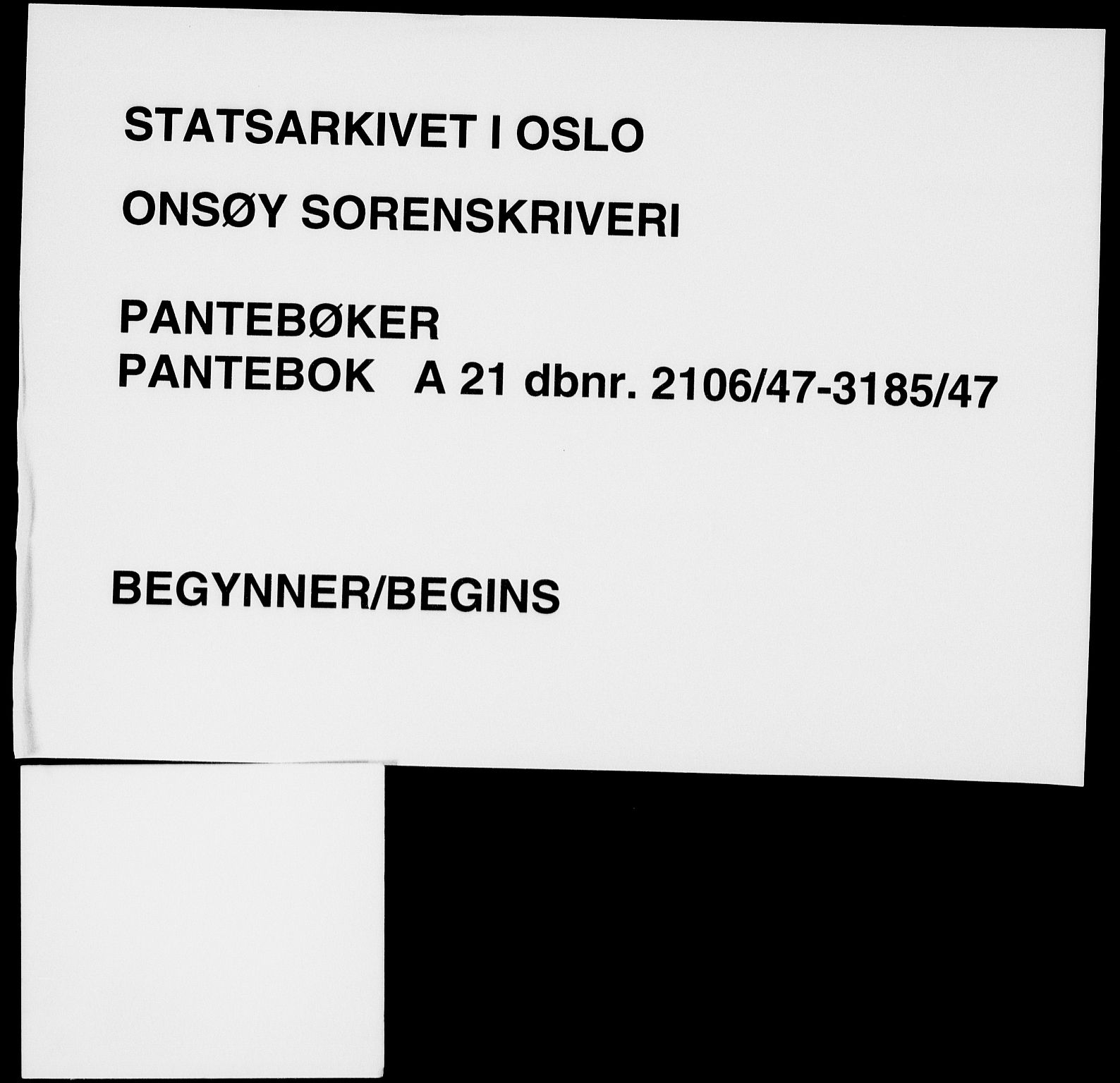 Onsøy sorenskriveri, AV/SAO-A-10474/G/Ga/Gab/L0021: Pantebok nr. II A-21, 1947-1947