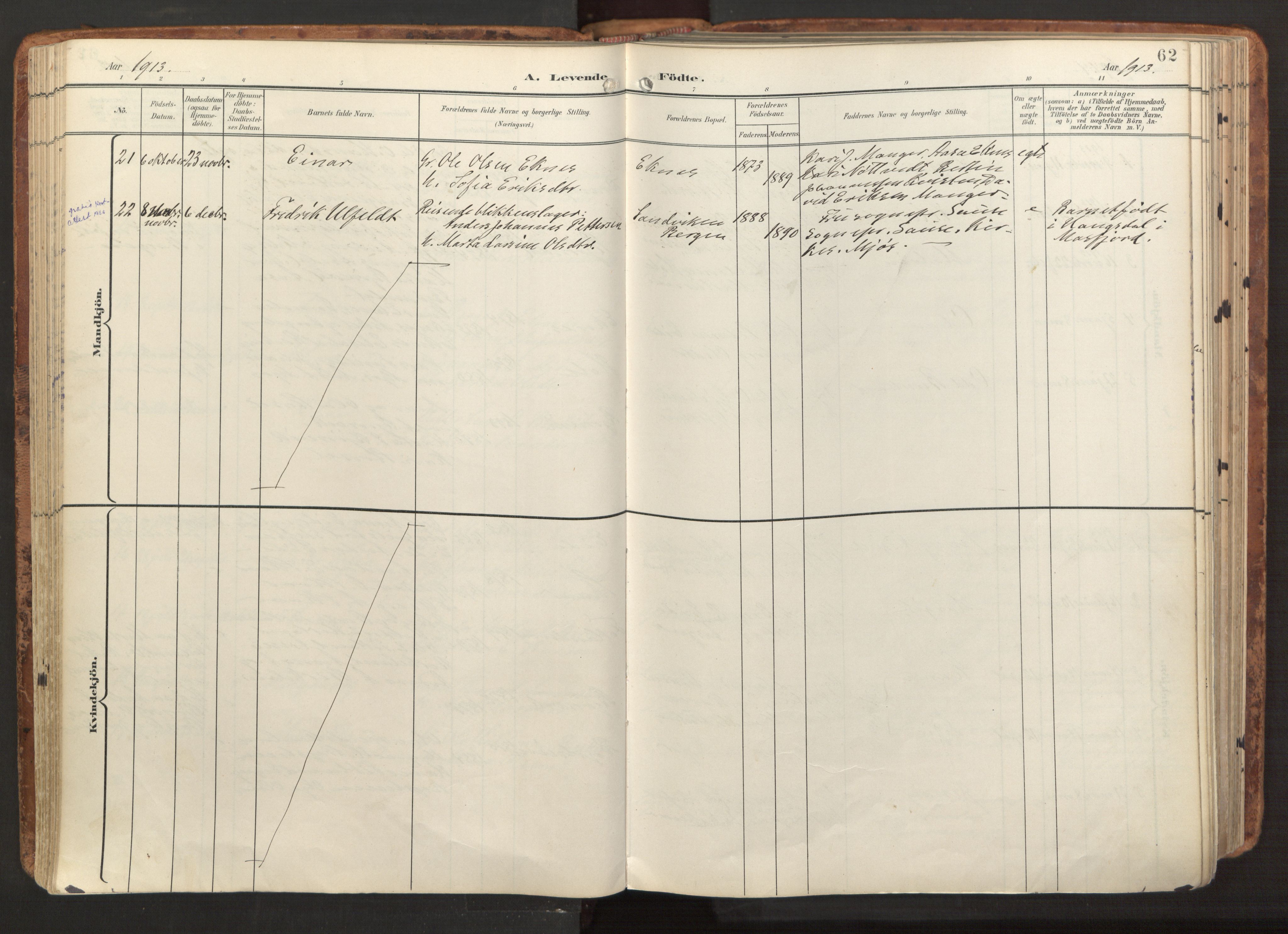 Hosanger sokneprestembete, AV/SAB-A-75801/H/Haa: Ministerialbok nr. B 2, 1897-1923, s. 62