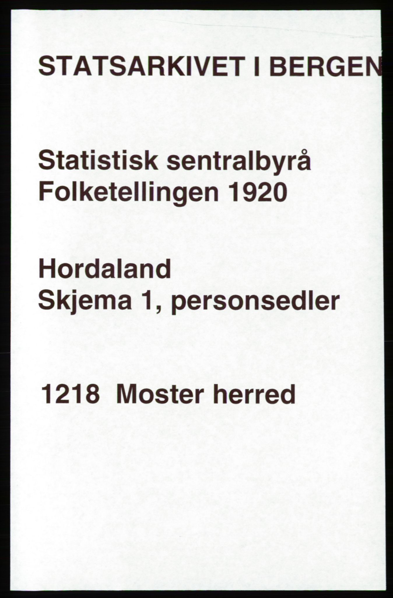 SAB, Folketelling 1920 for 1218 Moster herred, 1920, s. 467