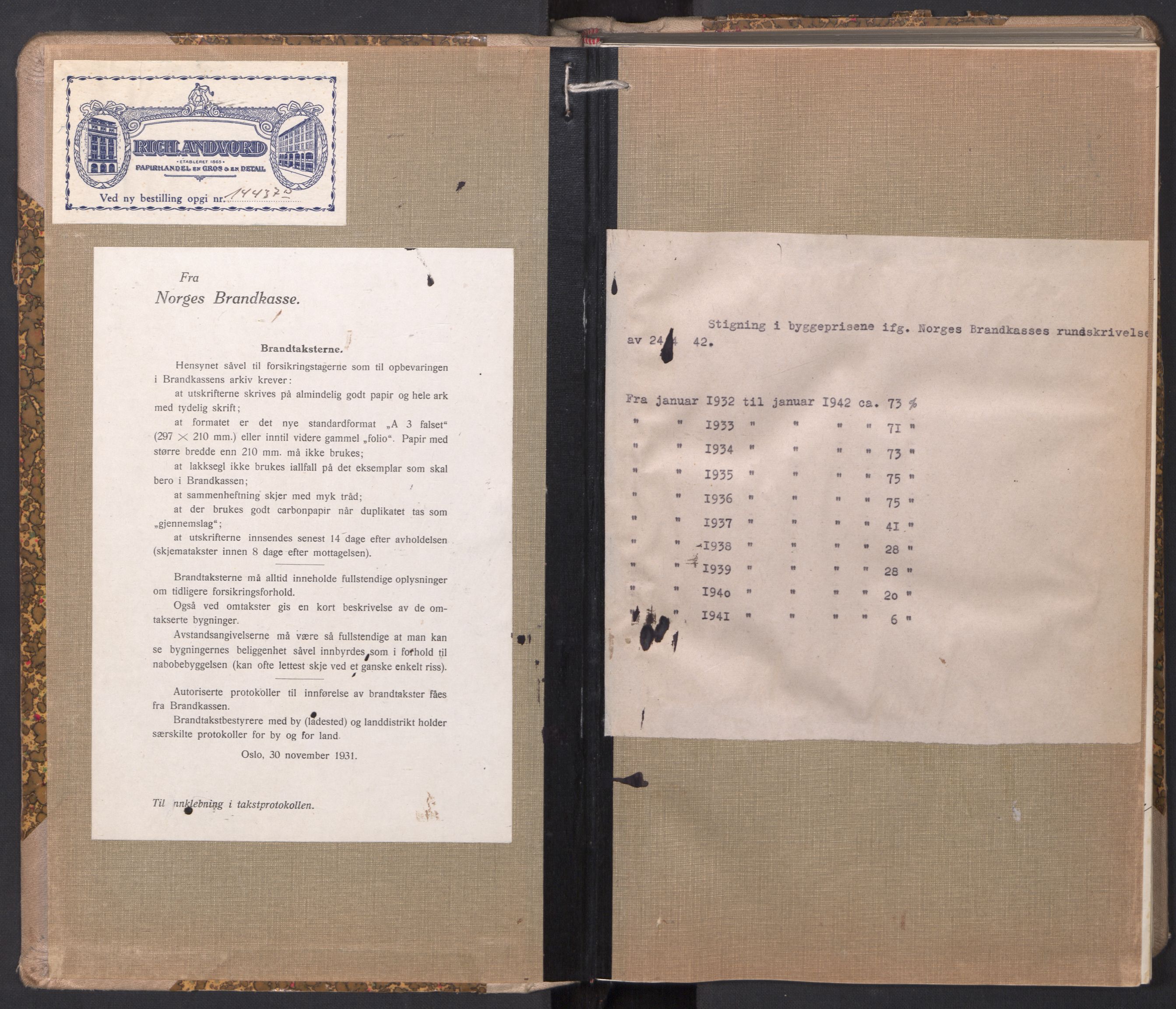 Norges brannkasse, branntakster Asker, AV/SAO-A-11380/F/Fa/L0010: Branntakstprotokoll, 1943-1944