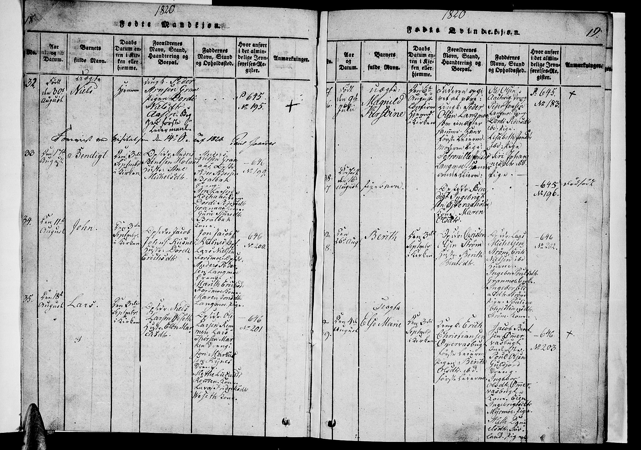 Ministerialprotokoller, klokkerbøker og fødselsregistre - Nordland, AV/SAT-A-1459/820/L0288: Ministerialbok nr. 820A09, 1820-1825, s. 18-19
