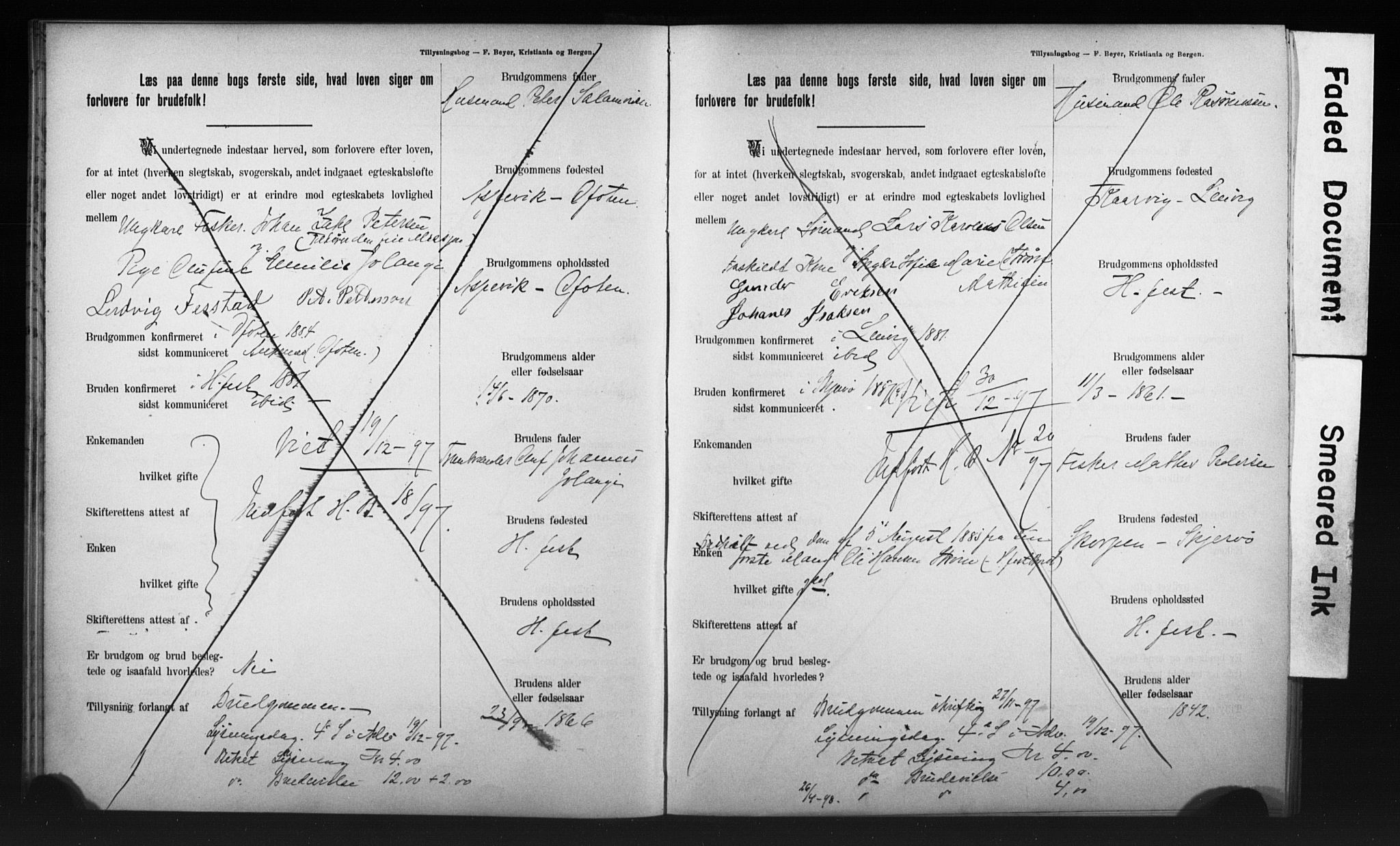 Hammerfest sokneprestkontor, AV/SATØ-S-1347/I/Ib/L0070/0004: Lysningsprotokoll nr. 70.4, 1896-1899