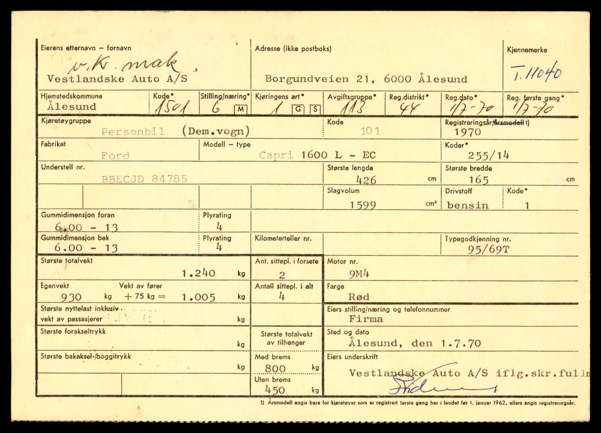 Møre og Romsdal vegkontor - Ålesund trafikkstasjon, AV/SAT-A-4099/F/Fe/L0025: Registreringskort for kjøretøy T 10931 - T 11045, 1927-1998, s. 2932