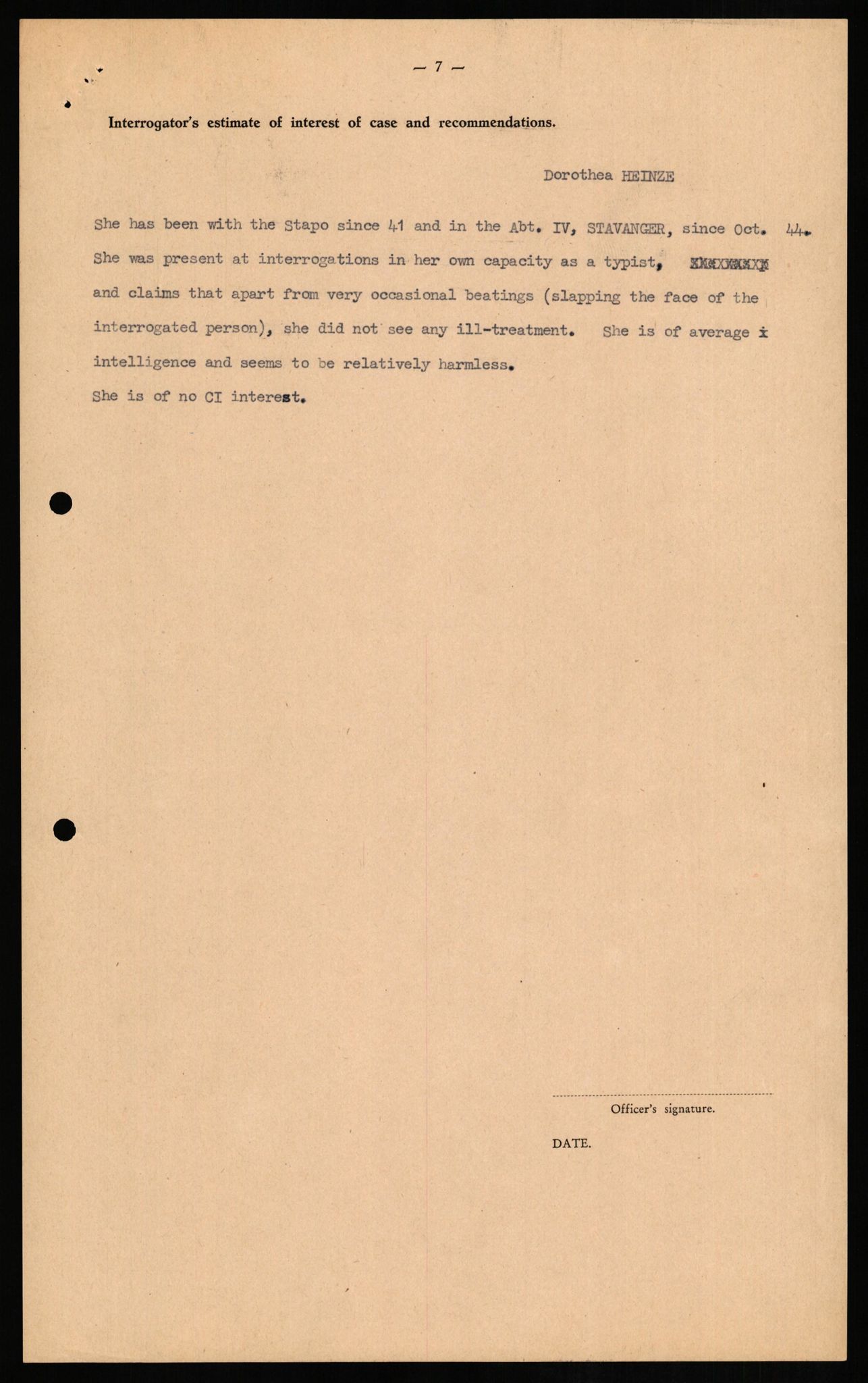 Forsvaret, Forsvarets overkommando II, AV/RA-RAFA-3915/D/Db/L0012: CI Questionaires. Tyske okkupasjonsstyrker i Norge. Tyskere., 1945-1946, s. 292