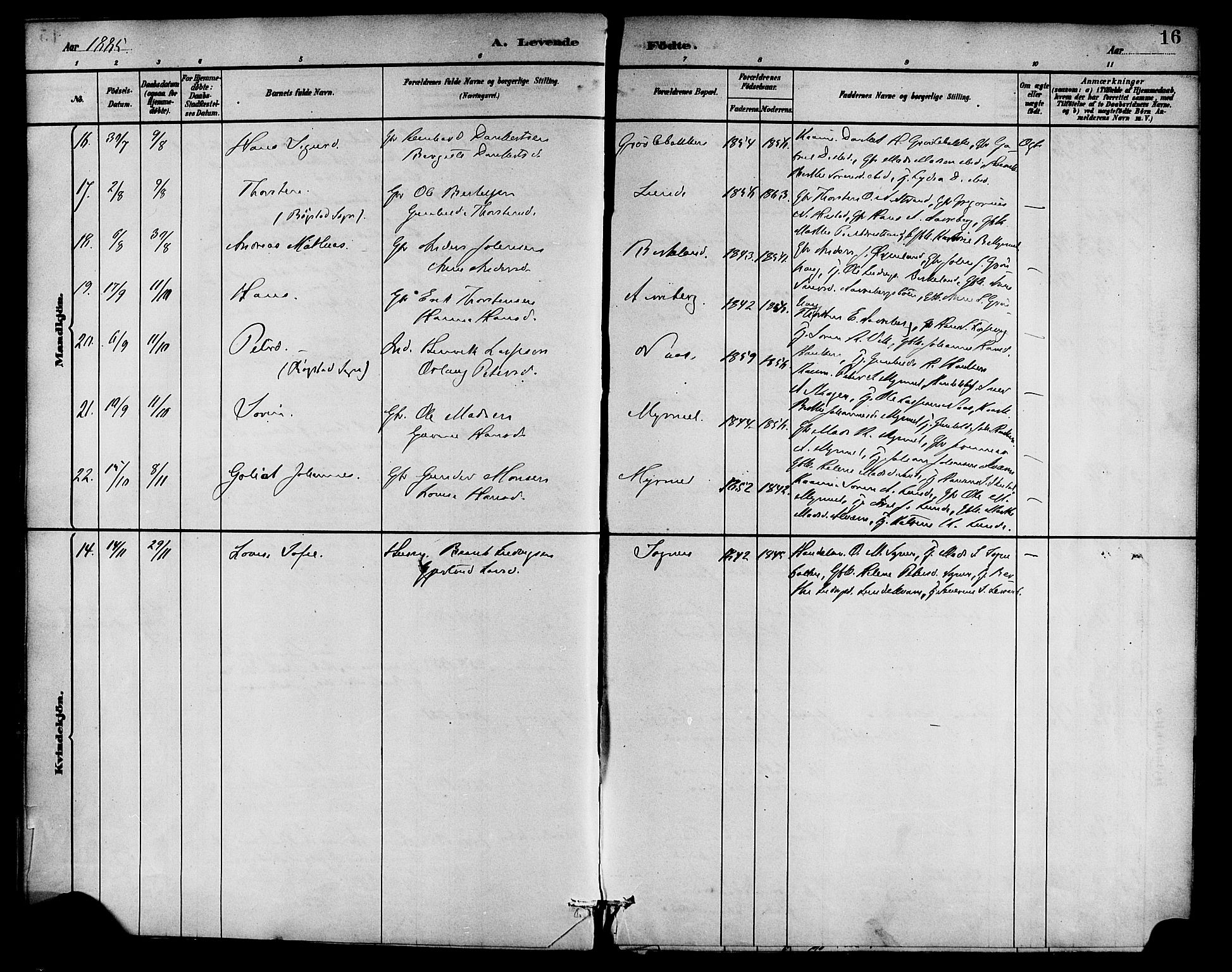 Gaular sokneprestembete, AV/SAB-A-80001/H/Haa: Ministerialbok nr. B 1, 1882-1897, s. 16