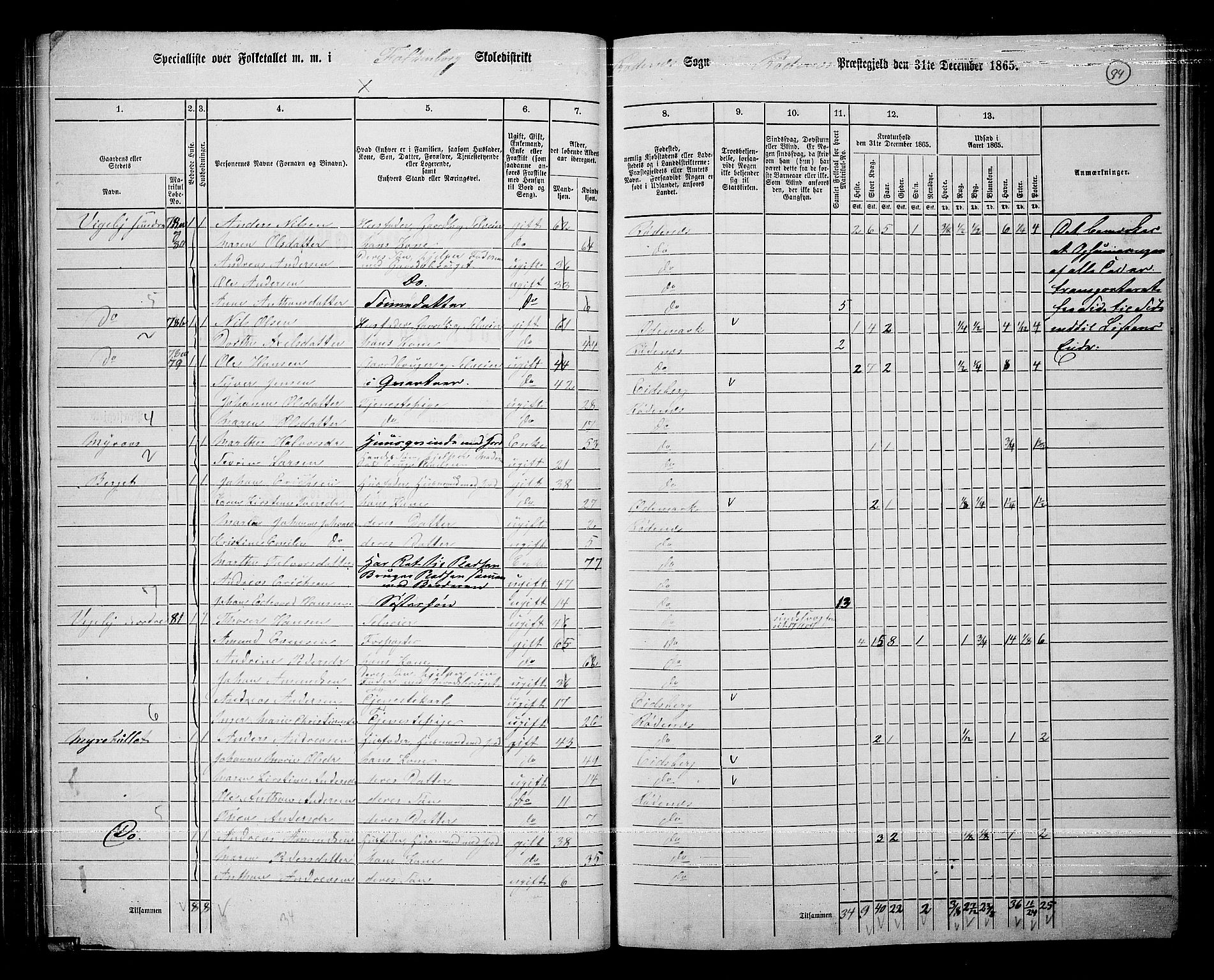 RA, Folketelling 1865 for 0120P Rødenes prestegjeld, 1865, s. 73