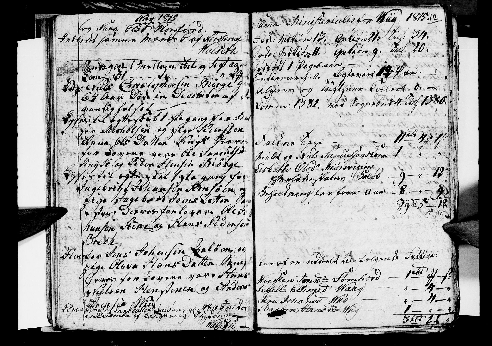Ministerialprotokoller, klokkerbøker og fødselsregistre - Nordland, AV/SAT-A-1459/812/L0185: Klokkerbok nr. 812C03, 1815-1837, s. 12