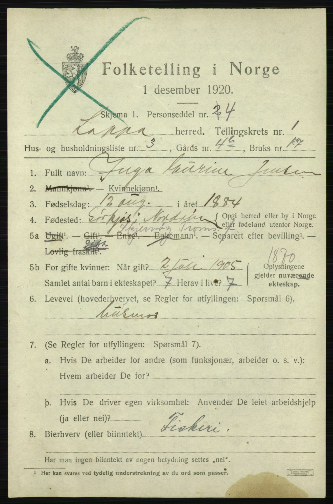 SATØ, Folketelling 1920 for 2014 Loppa herred, 1920, s. 650