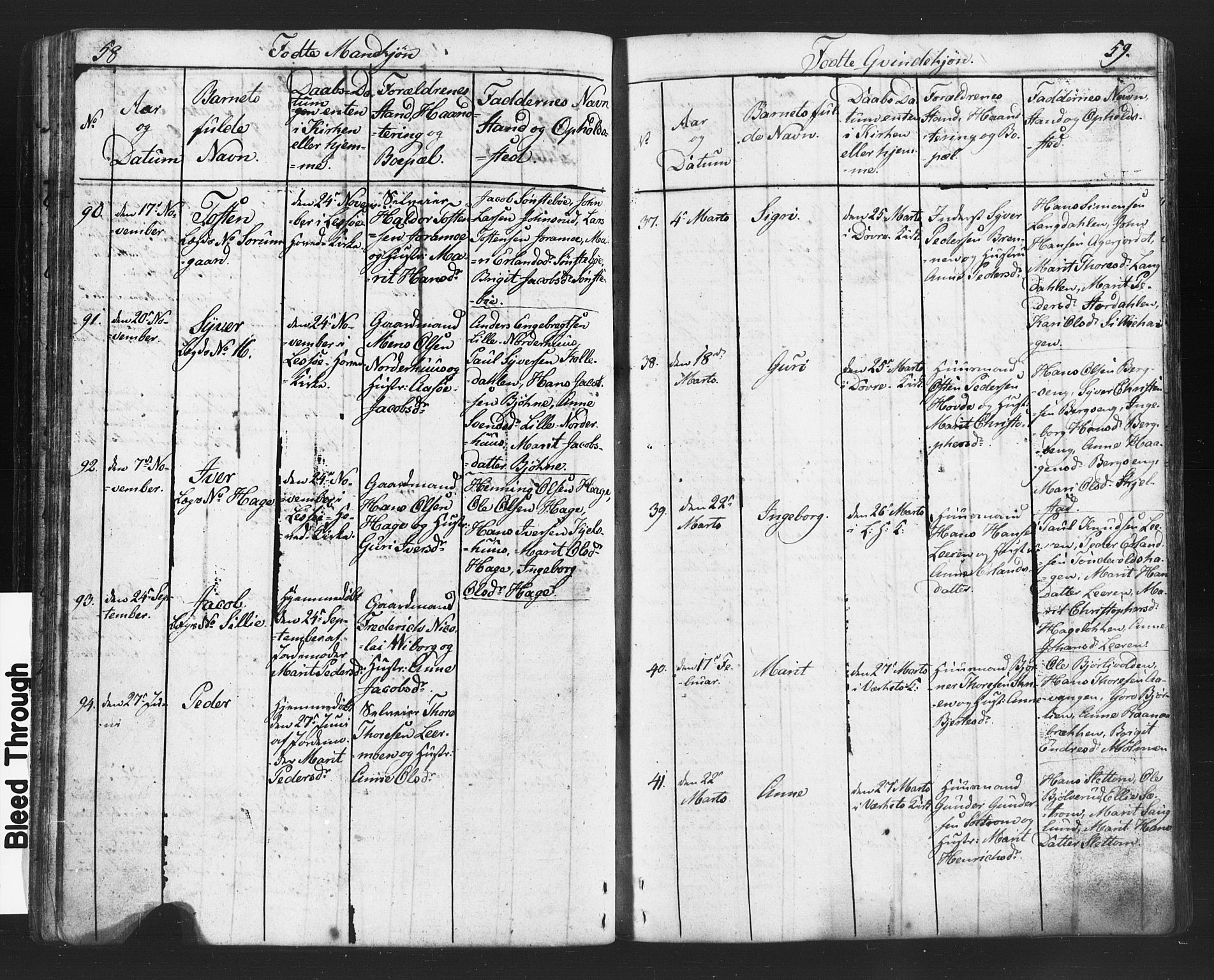 Lesja prestekontor, AV/SAH-PREST-068/H/Ha/Hab/L0002: Klokkerbok nr. 2, 1832-1850, s. 58-59