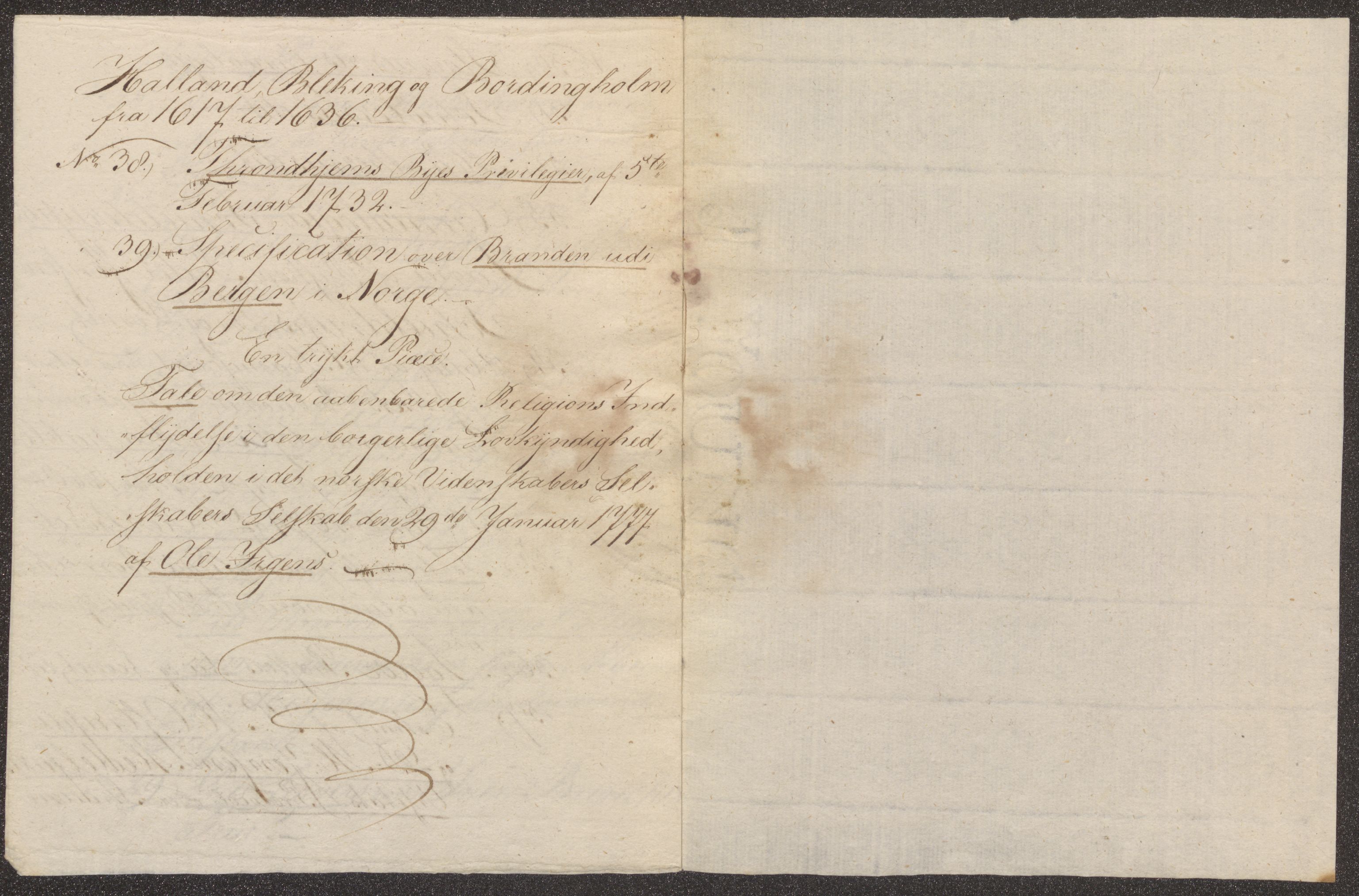 Bergens Museum, UMB/A007/D/Da/L0002/0003: Innkommende brev 1827 / Innkommende brev 1827, 1827