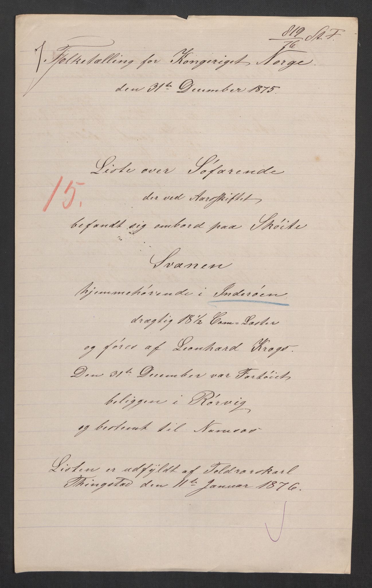 RA, Folketelling 1875, skipslister: Skip i innenrikske havner, hjemmehørende i 1) landdistrikter, 2) forskjellige steder, 3) utlandet, 1875, s. 356