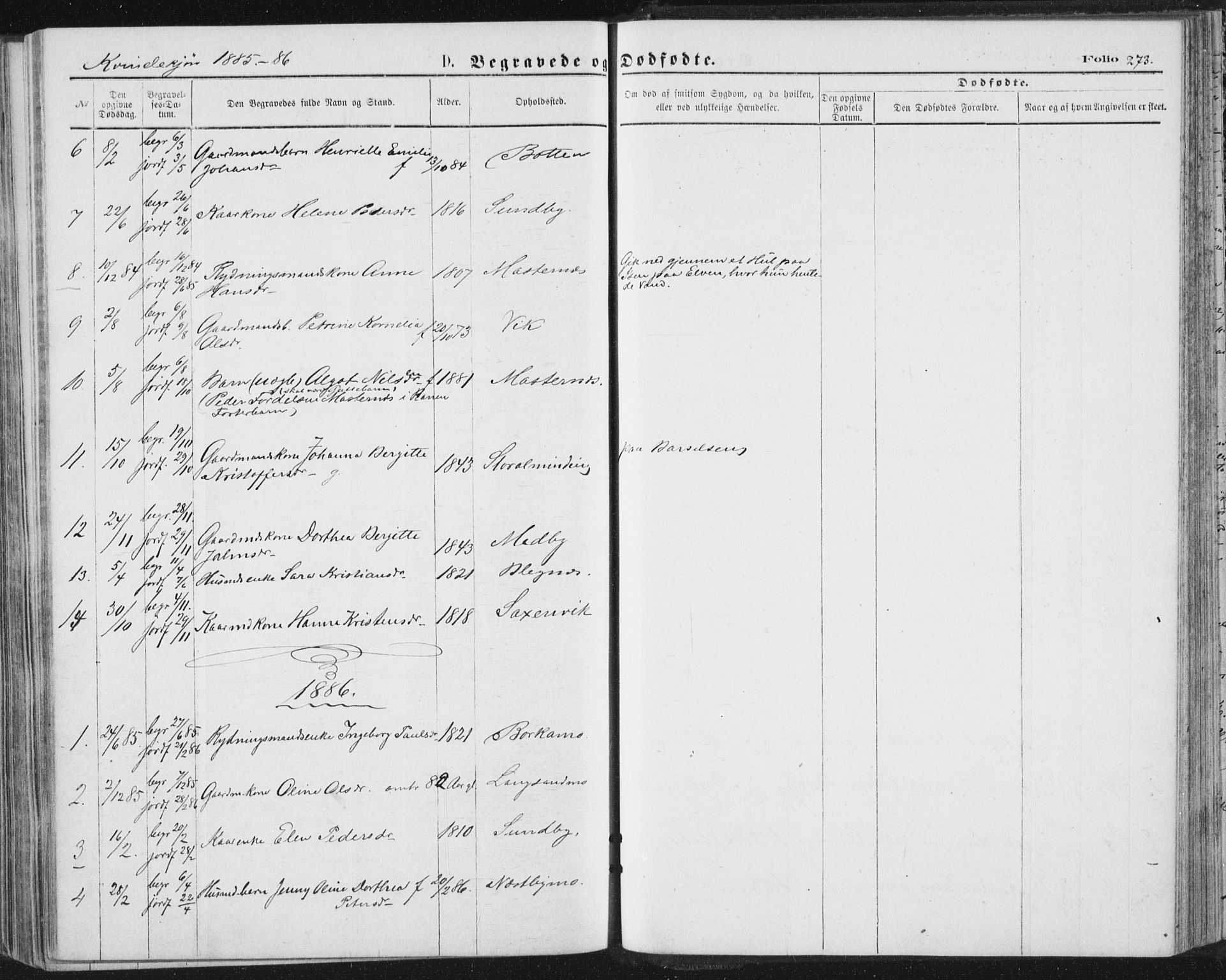 Ministerialprotokoller, klokkerbøker og fødselsregistre - Nordland, AV/SAT-A-1459/847/L0668: Ministerialbok nr. 847A08, 1872-1886, s. 273