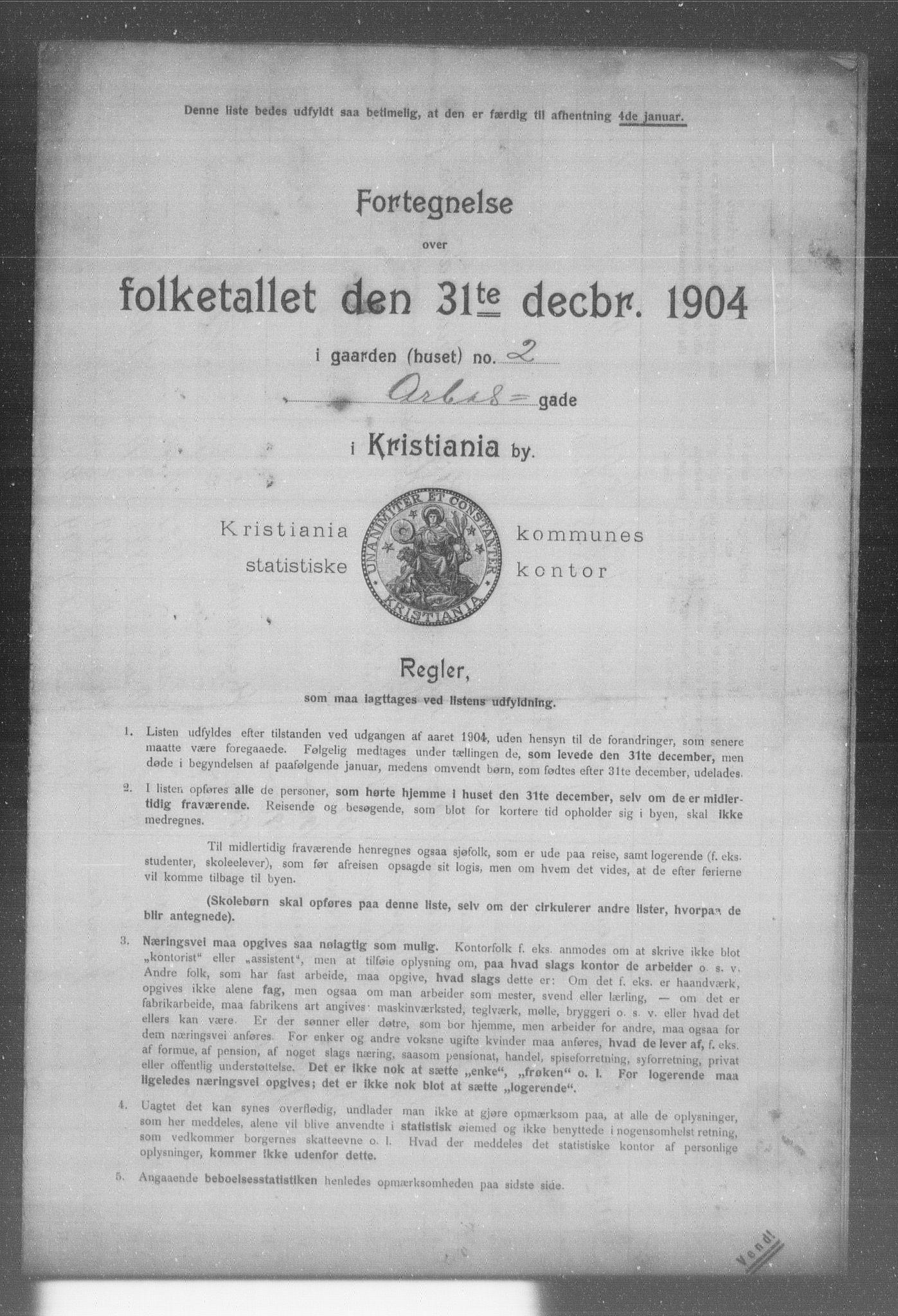 OBA, Kommunal folketelling 31.12.1904 for Kristiania kjøpstad, 1904, s. 537