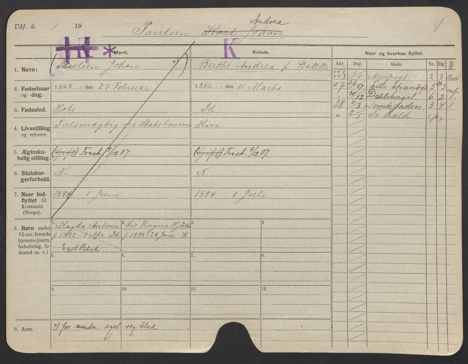 Oslo folkeregister, Registerkort, SAO/A-11715/F/Fa/Fac/L0022: Kvinner, 1906-1914, s. 528a