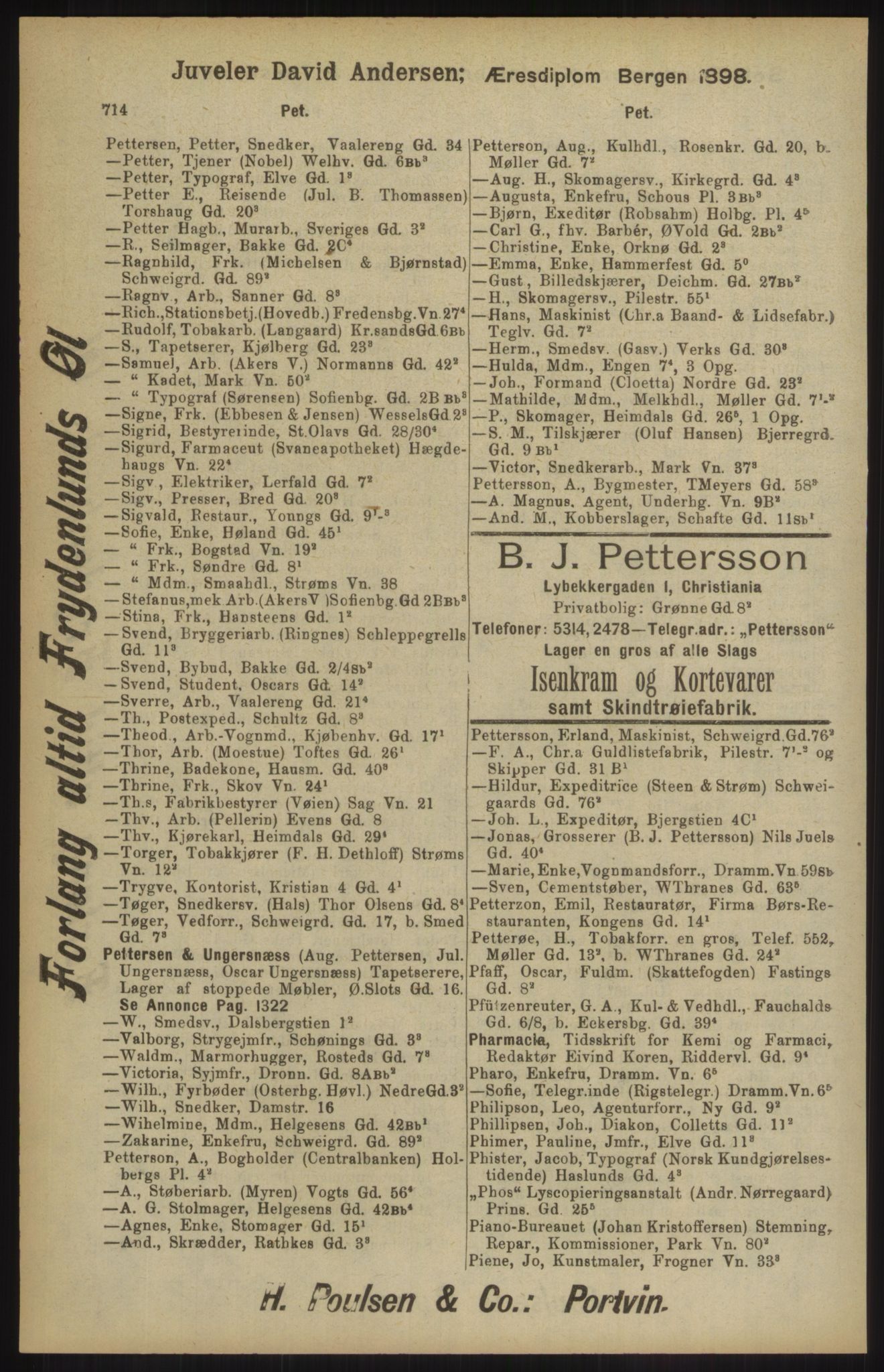 Kristiania/Oslo adressebok, PUBL/-, 1904, s. 714