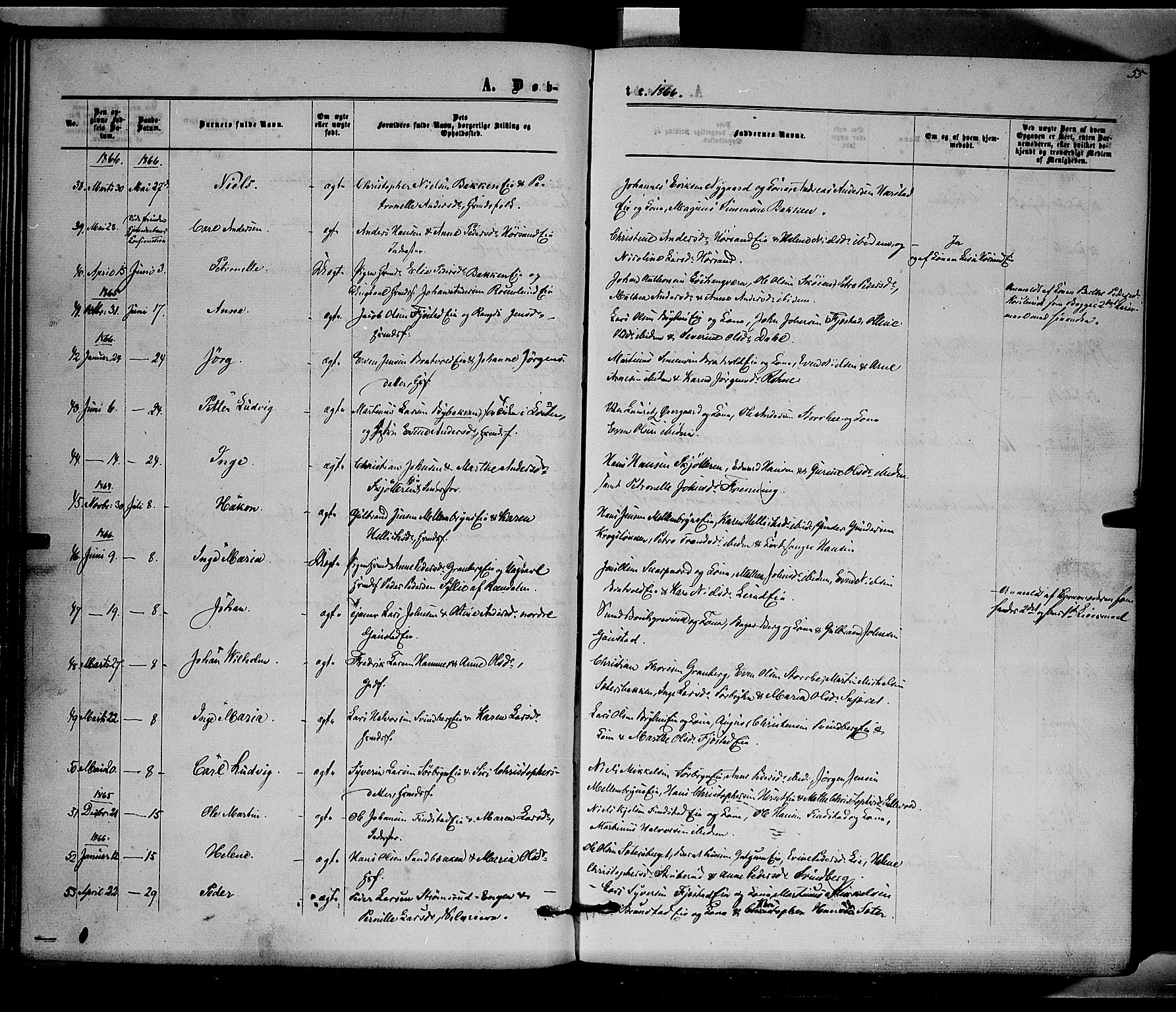 Romedal prestekontor, AV/SAH-PREST-004/K/L0005: Ministerialbok nr. 5, 1862-1874, s. 55