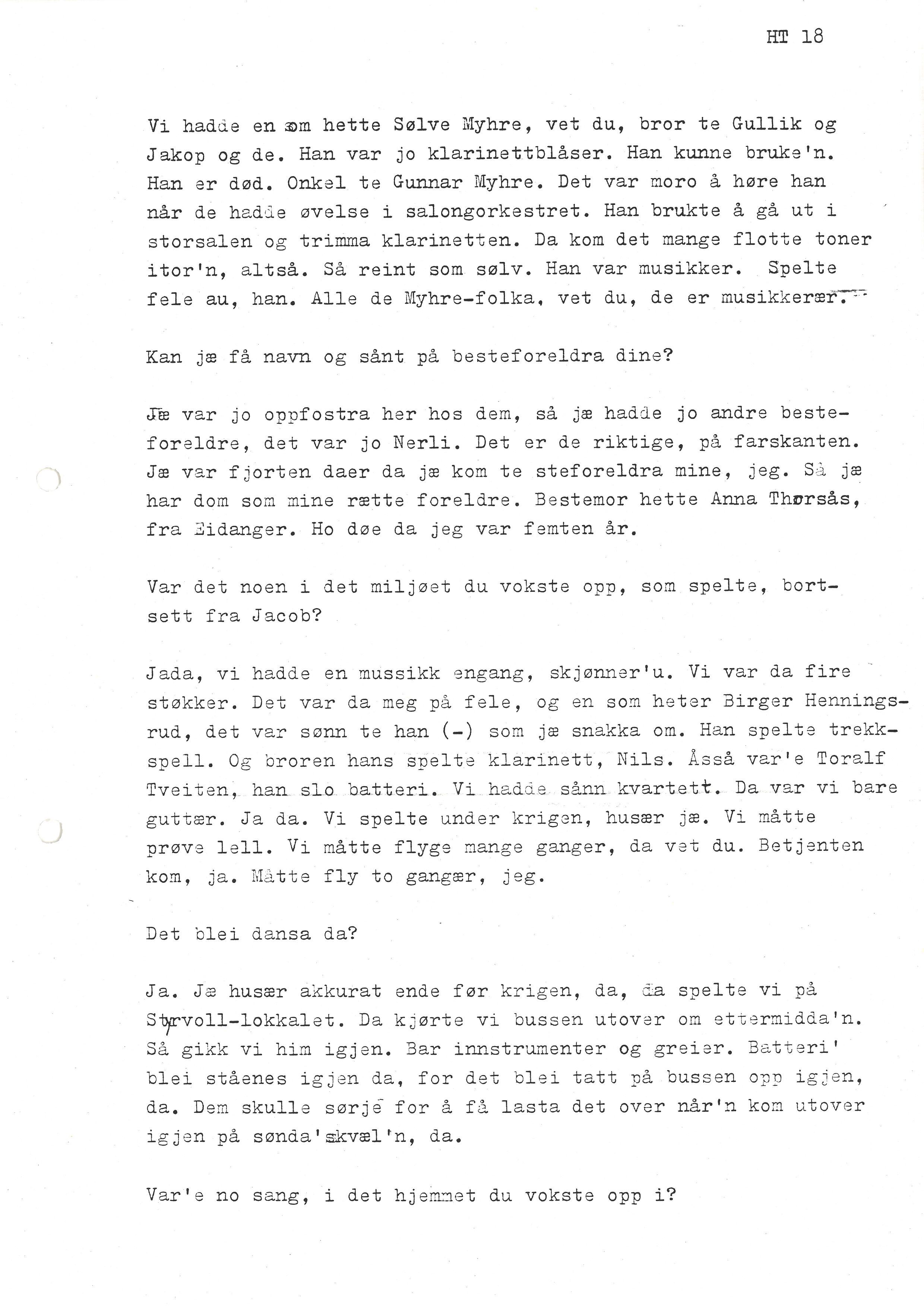 Sa 16 - Folkemusikk fra Vestfold, Gjerdesamlingen, VEMU/A-1868/I/L0001: Informantregister med intervjunedtegnelser, 1979-1986