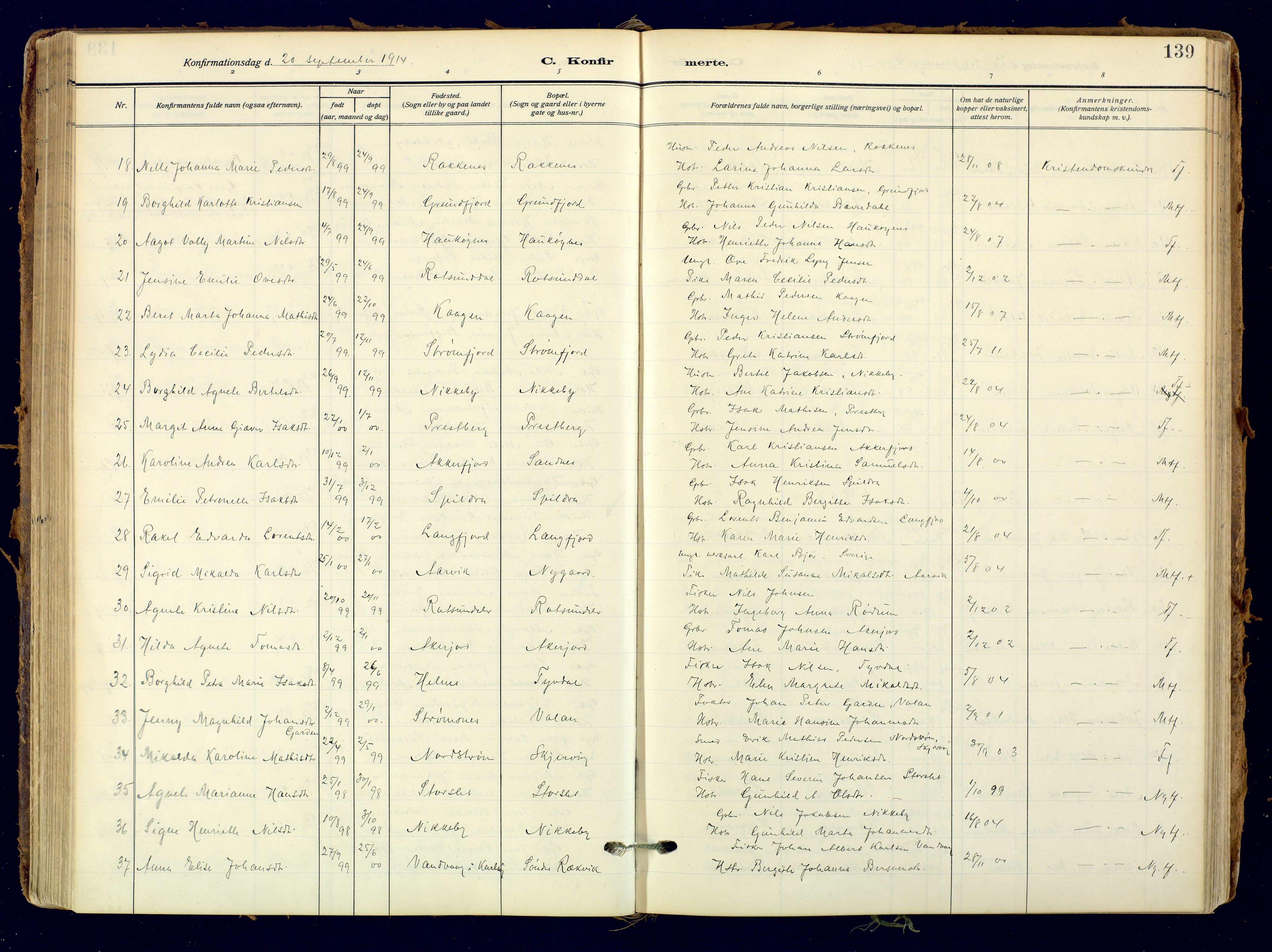 Skjervøy sokneprestkontor, AV/SATØ-S-1300/H/Ha/Haa: Ministerialbok nr. 18, 1910-1926, s. 139