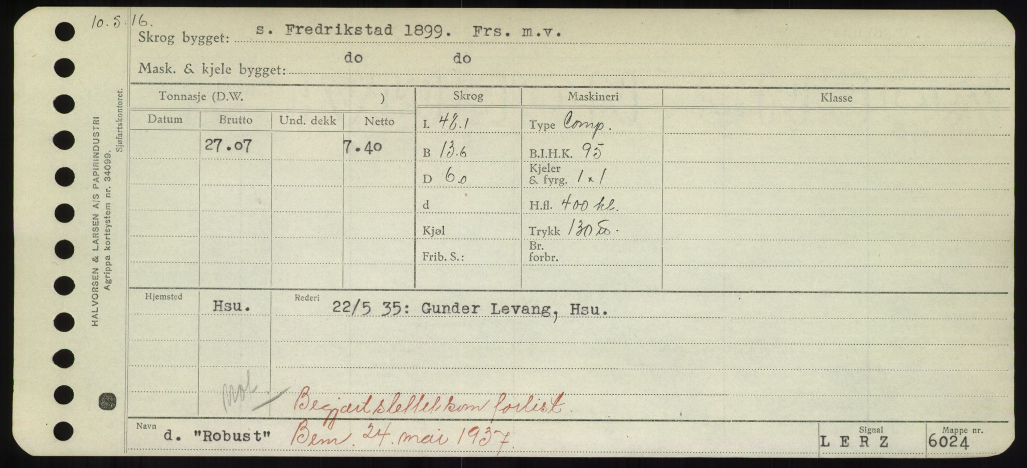 Sjøfartsdirektoratet med forløpere, Skipsmålingen, RA/S-1627/H/Hd/L0031: Fartøy, Rju-Sam, s. 33