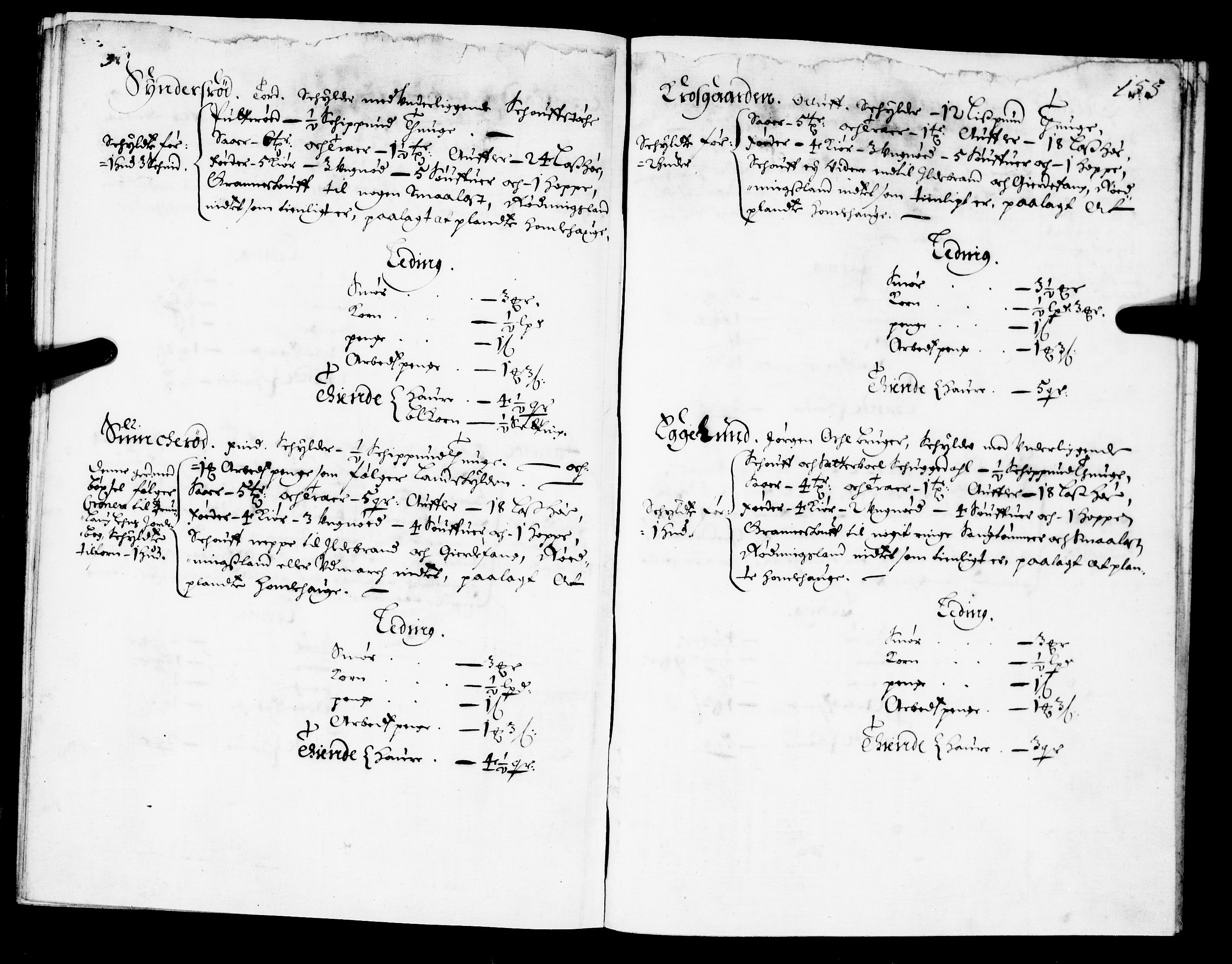 Rentekammeret inntil 1814, Realistisk ordnet avdeling, AV/RA-EA-4070/N/Nb/Nba/L0021: Brunla len, 1667, s. 154b-155a